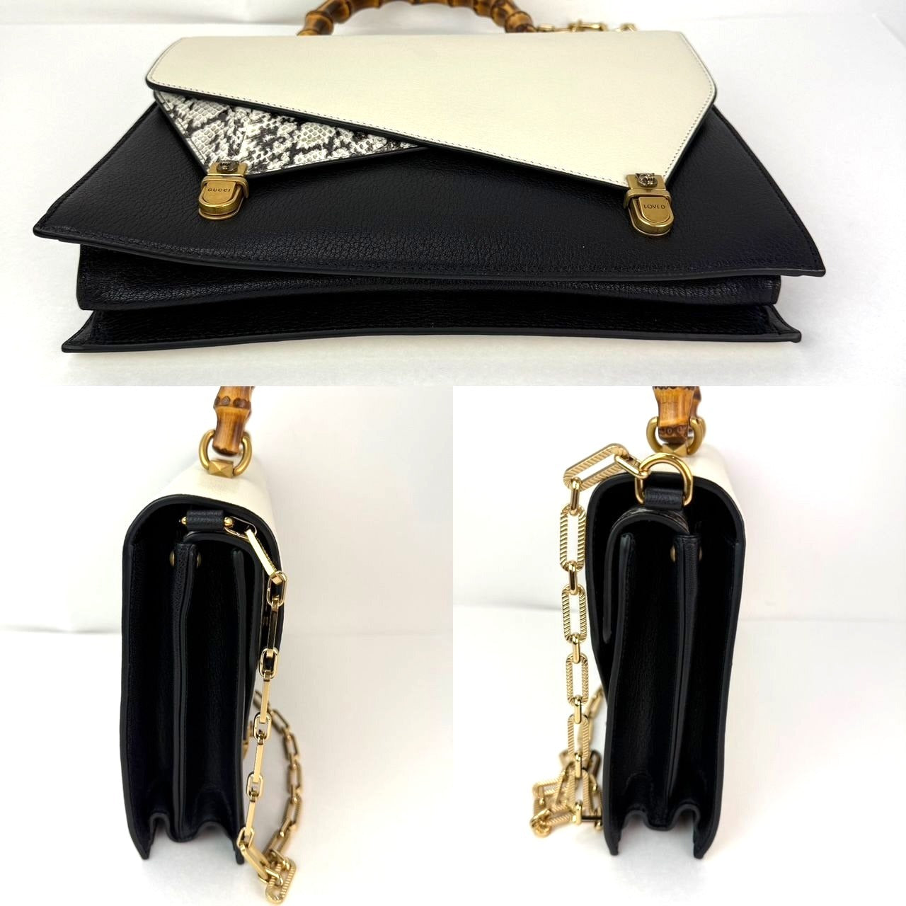 
                  
                    Gucci Calfskin Snakeskin Studded Medium Ottilia Top Handle Shoulder Bag
                  
                