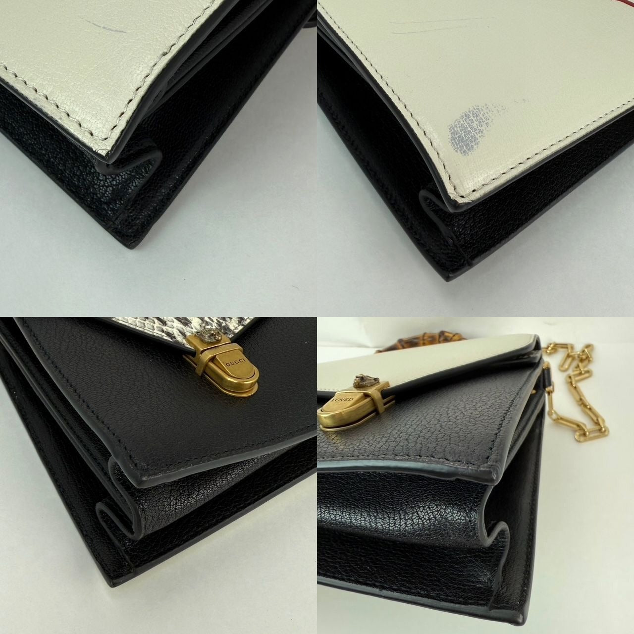 
                  
                    Gucci Calfskin Snakeskin Studded Medium Ottilia Top Handle Shoulder Bag
                  
                