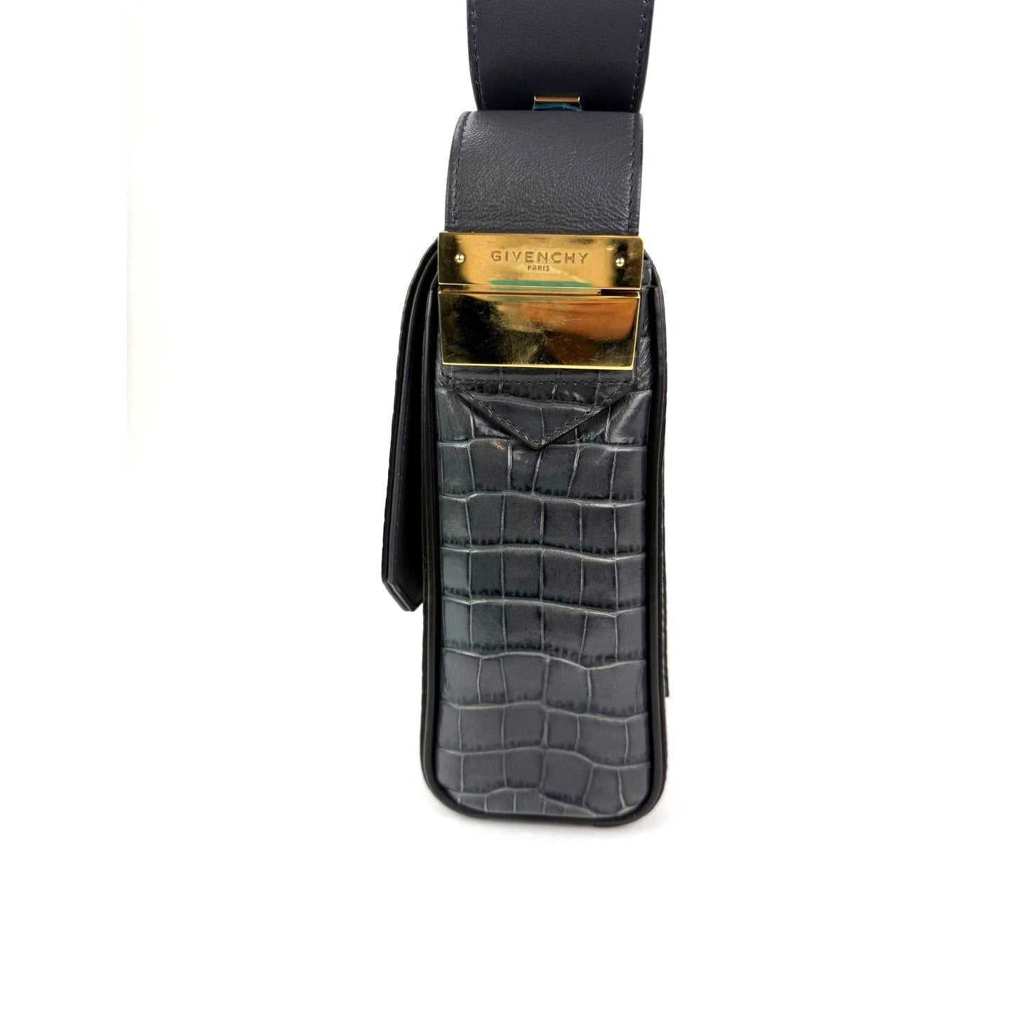 
                  
                    Givenchy Leather Crocodile Embossed Medium Eden Storm Gray Crossbody Shoulder Bag
                  
                