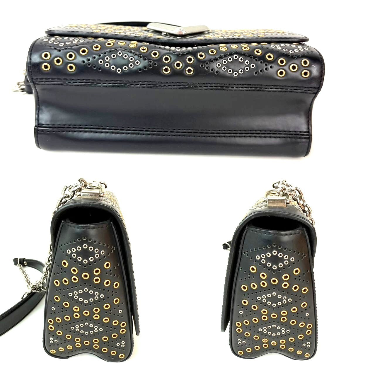 
                  
                    Louis Vuitton Calfskin Eyelet Twist MM Black Gold Silver Shoulder Bag
                  
                