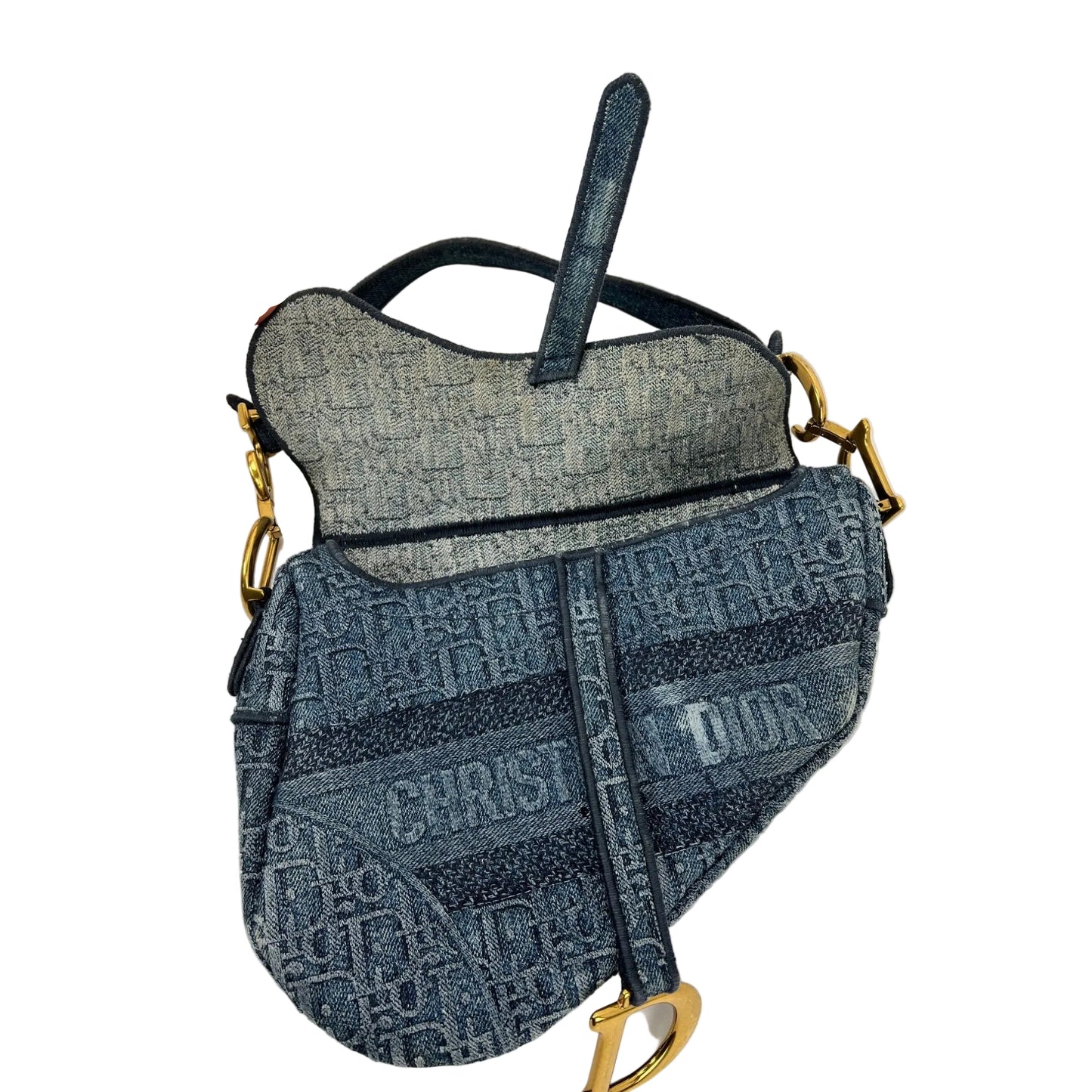 
                  
                    Christian Dior Oblique Embroidered Saddle Denim Blue Canvas Shoulder Hand Bag
                  
                