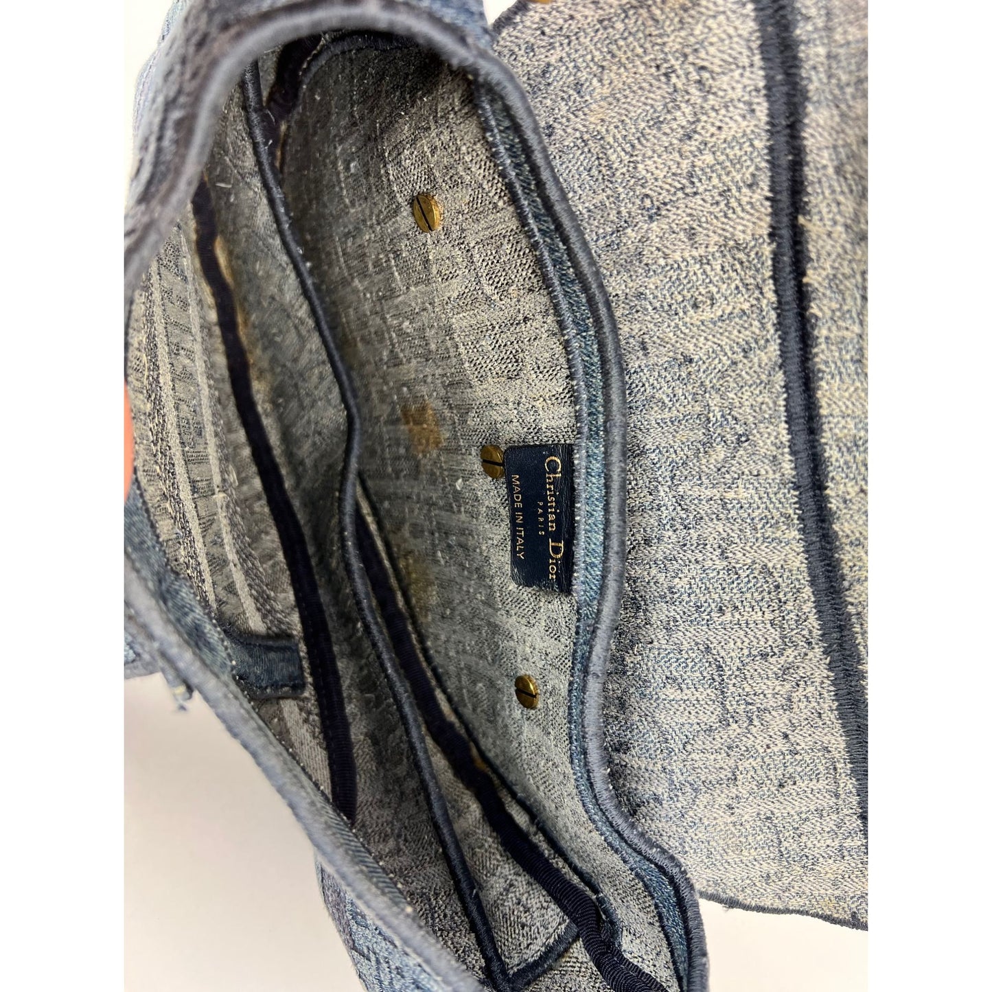 
                  
                    Christian Dior Oblique Embroidered Saddle Denim Blue Canvas Shoulder Hand Bag
                  
                