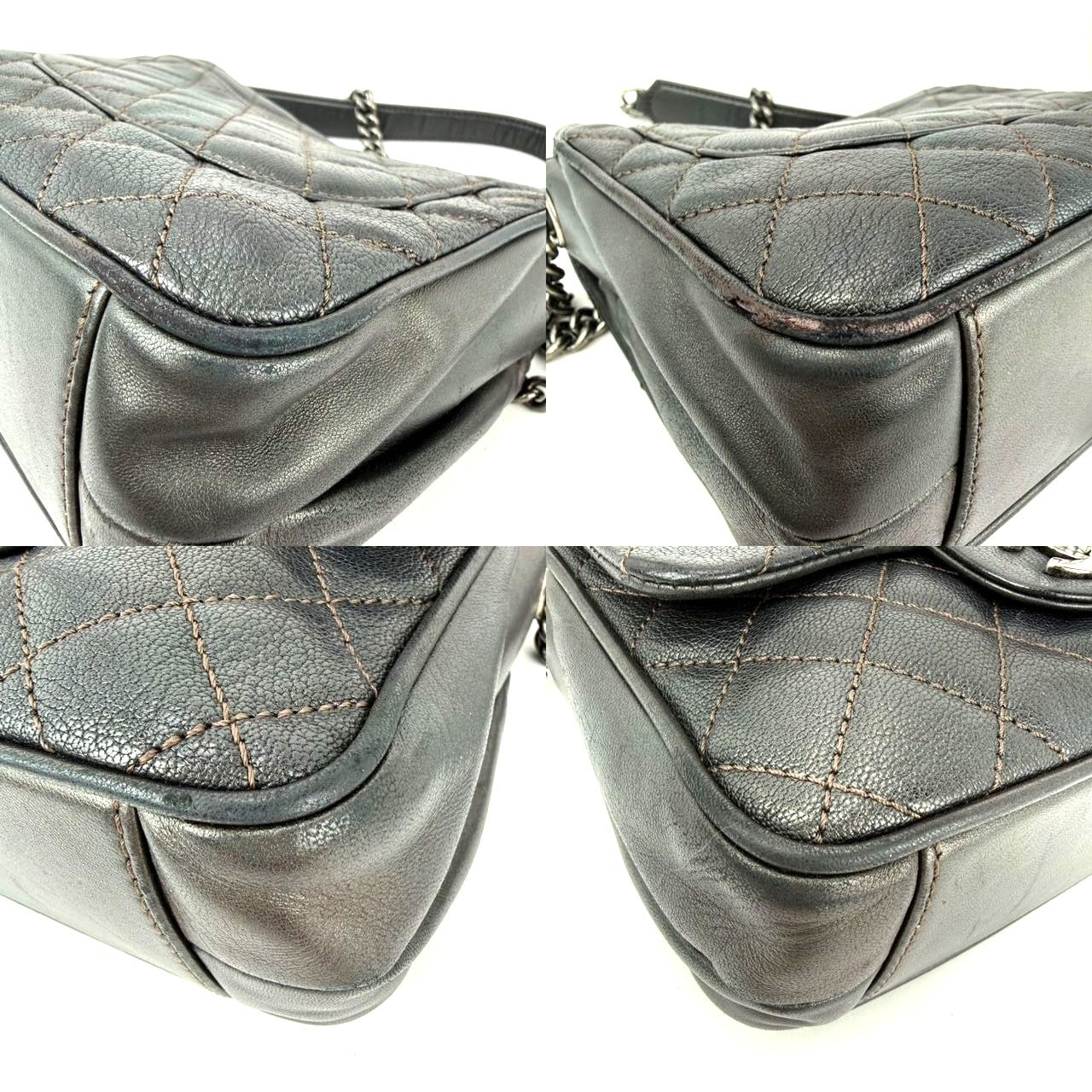 
                  
                    Chanel Metallic Goatskin Quilted Small Rock In Rome Flap Charcoal Crossbody Bag
                  
                