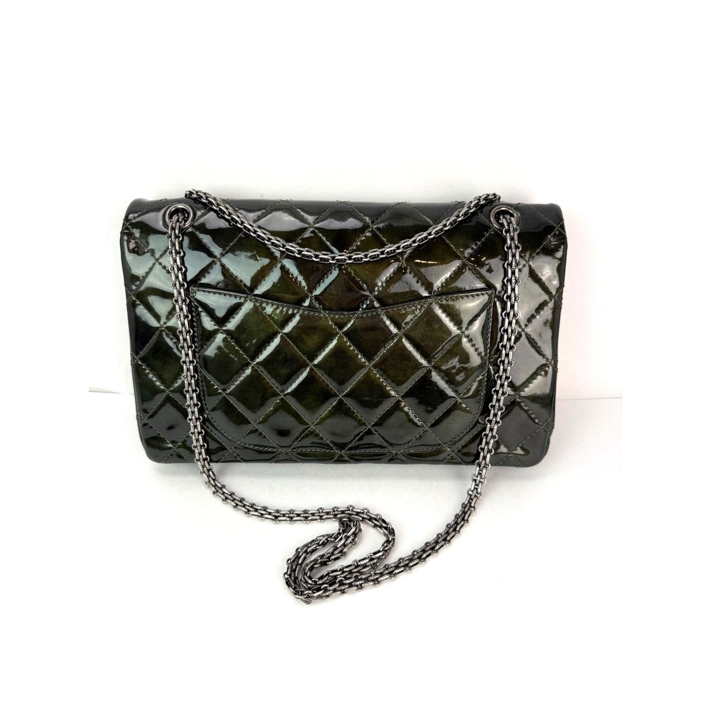 
                  
                    Chanel 2.55 Reissue Double Flap  Iridescent Dark Green Patent Leather Shoulder Bag
                  
                