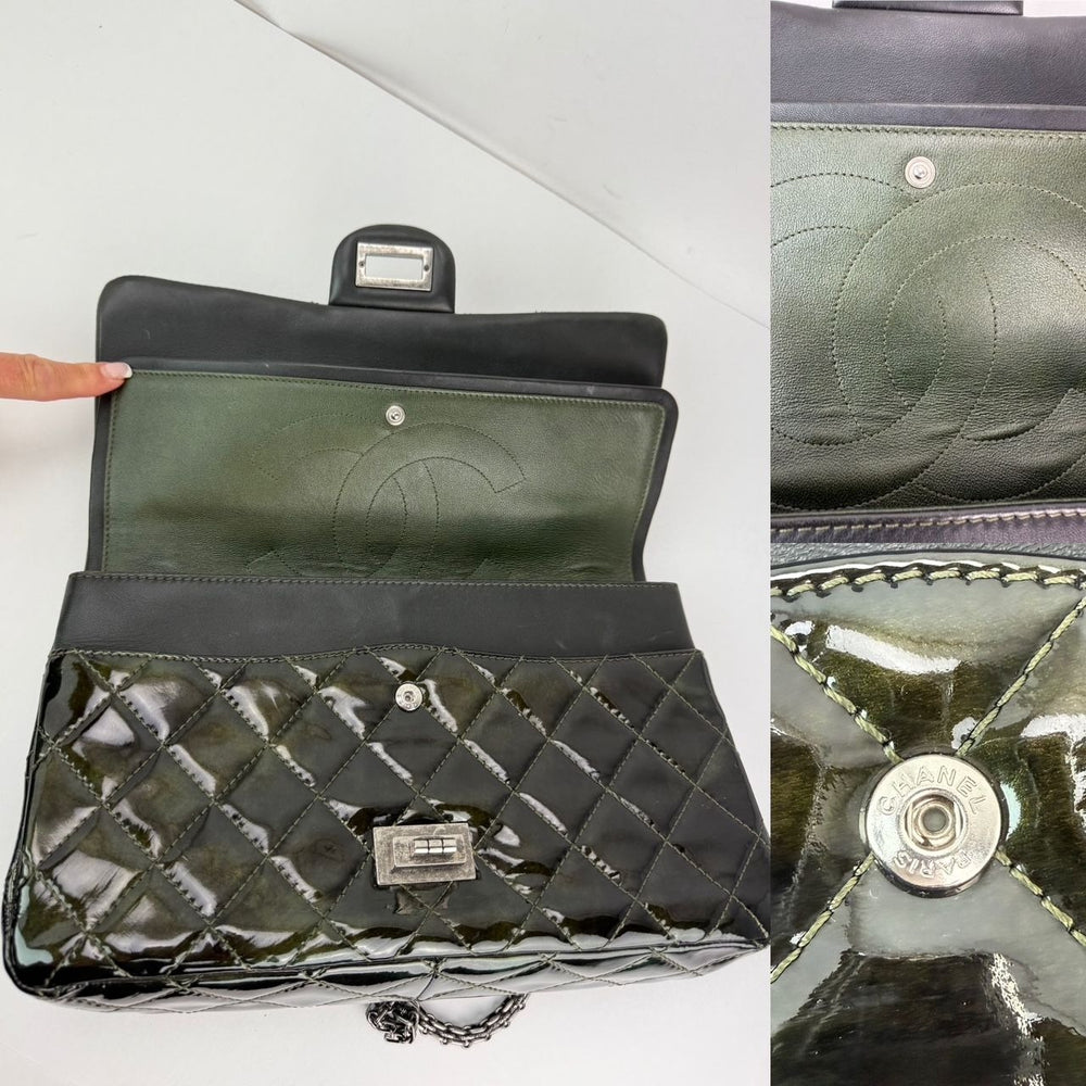 
                  
                    Chanel 2.55 Reissue Double Flap  Iridescent Dark Green Patent Leather Shoulder Bag
                  
                