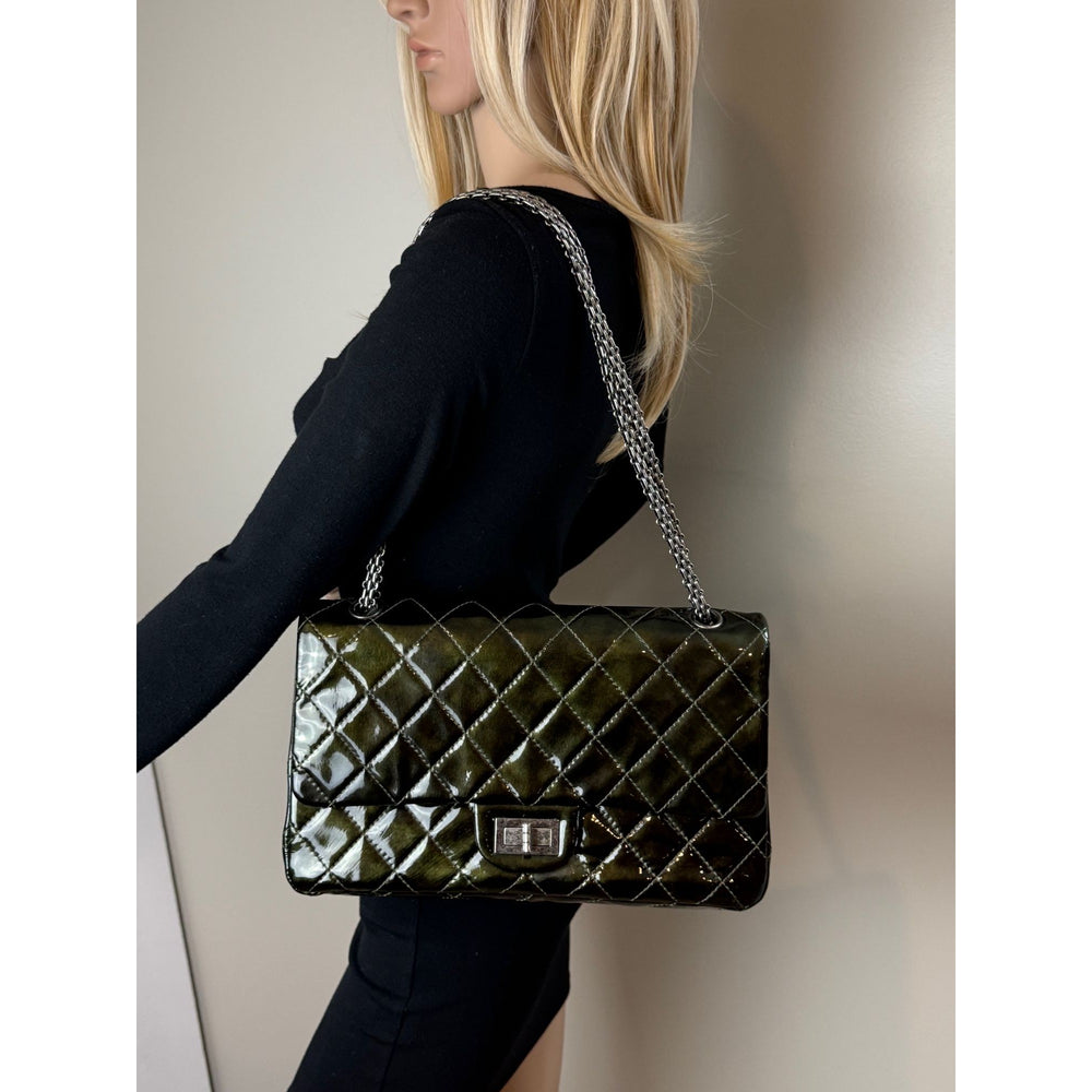 
                  
                    Chanel 2.55 Reissue Double Flap  Iridescent Dark Green Patent Leather Shoulder Bag
                  
                