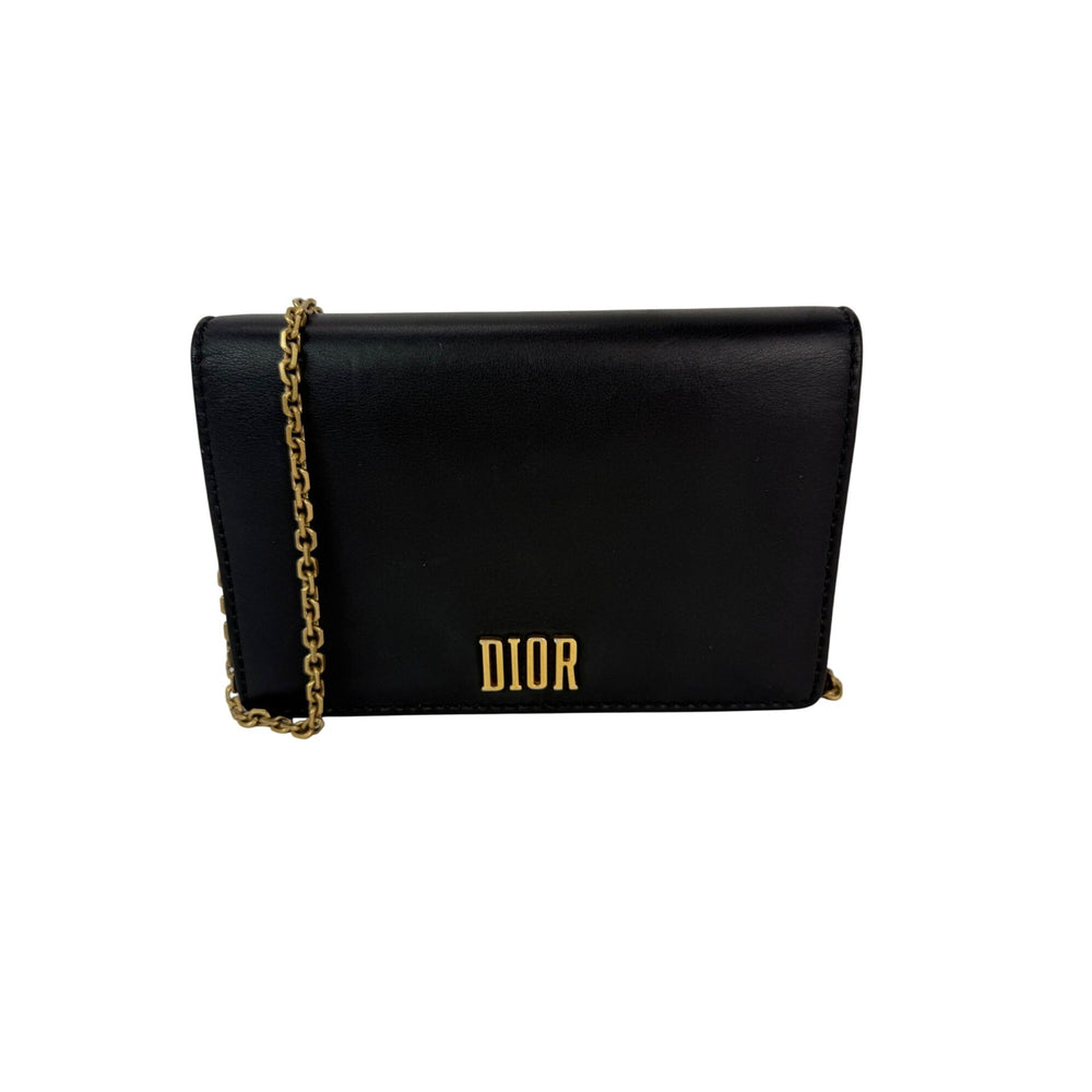 Christian Dior Calfskin Black D-Fence Croisiere Wallet on a Chain