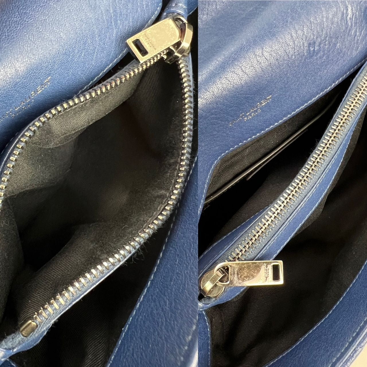 
                  
                    Saint Laurent Sheepskin Matelasse Chevron Medium College Leather Blue Messenger Bag
                  
                
