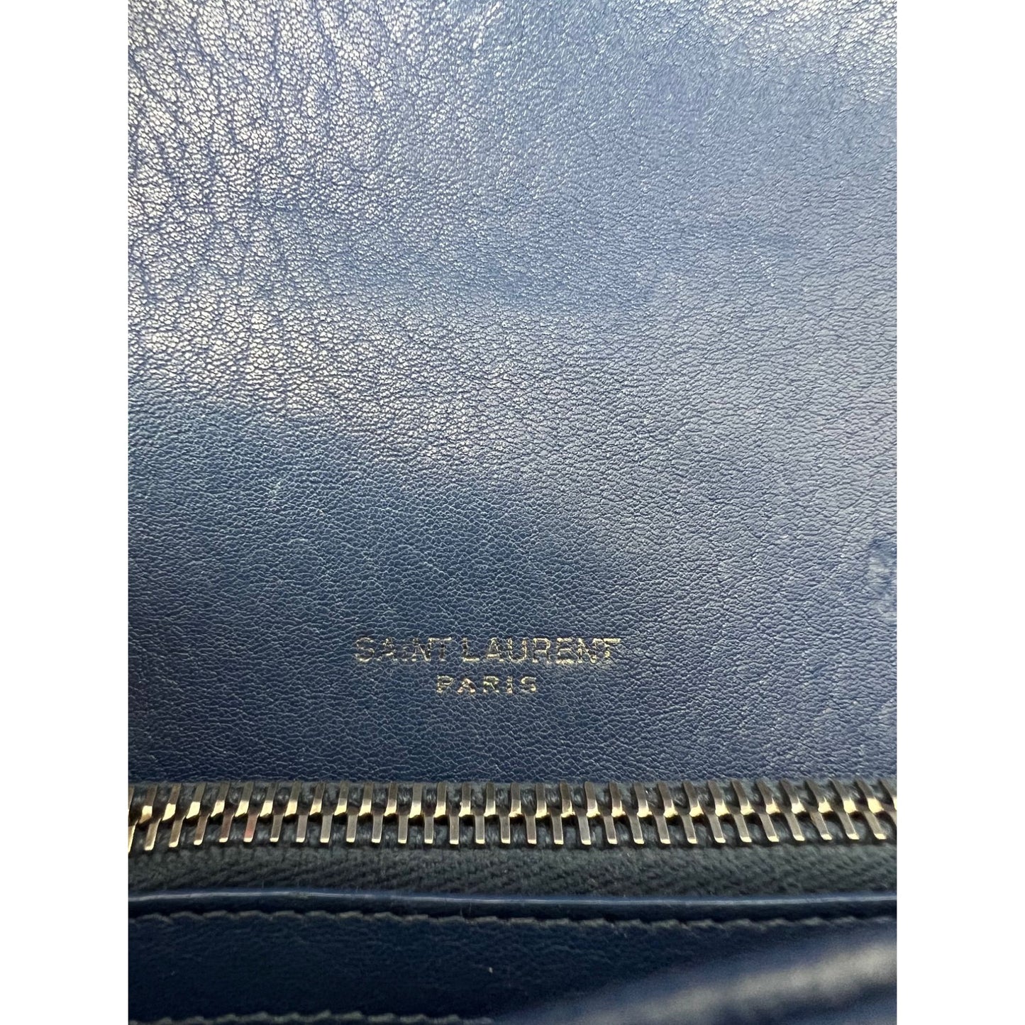 
                  
                    Saint Laurent Sheepskin Matelasse Chevron Medium College Leather Blue Messenger Bag
                  
                