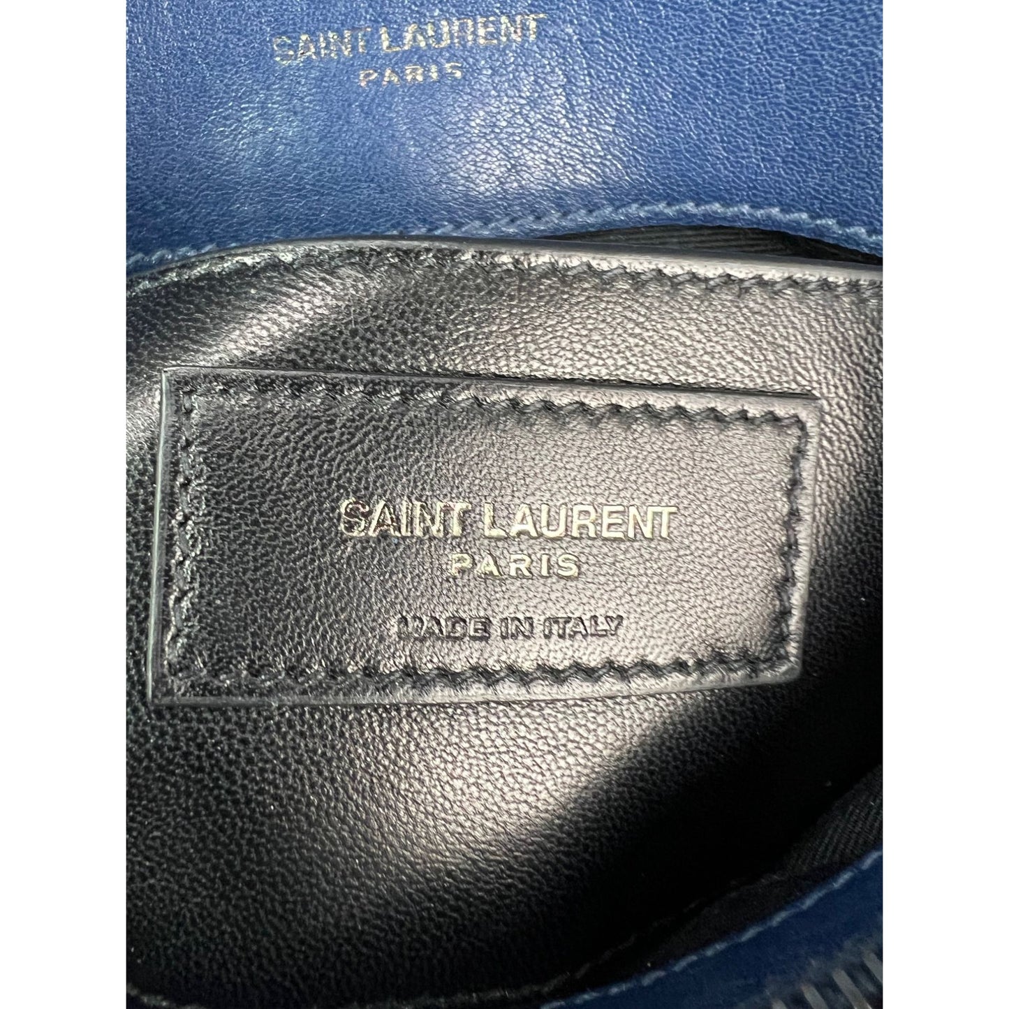 
                  
                    Saint Laurent Sheepskin Matelasse Chevron Medium College Leather Blue Messenger Bag
                  
                