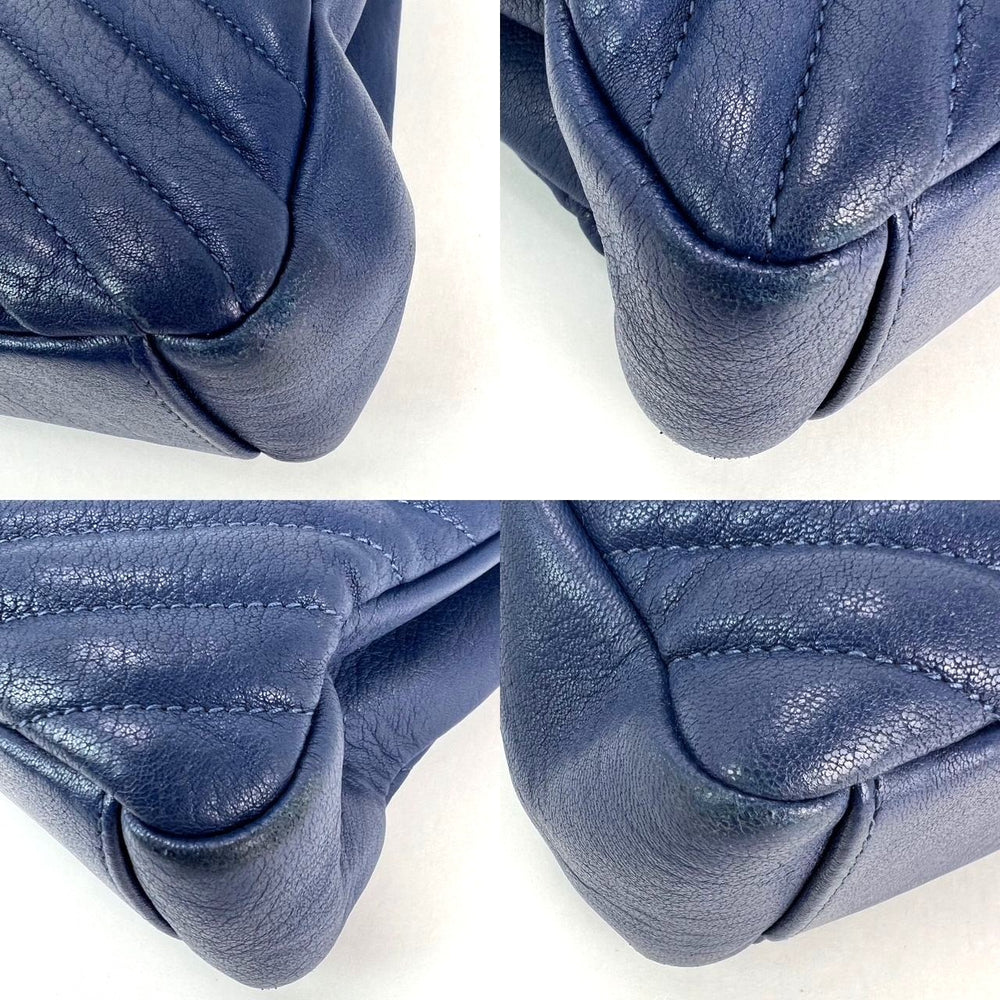 
                  
                    Saint Laurent Sheepskin Matelasse Chevron Medium College Leather Blue Messenger Bag
                  
                
