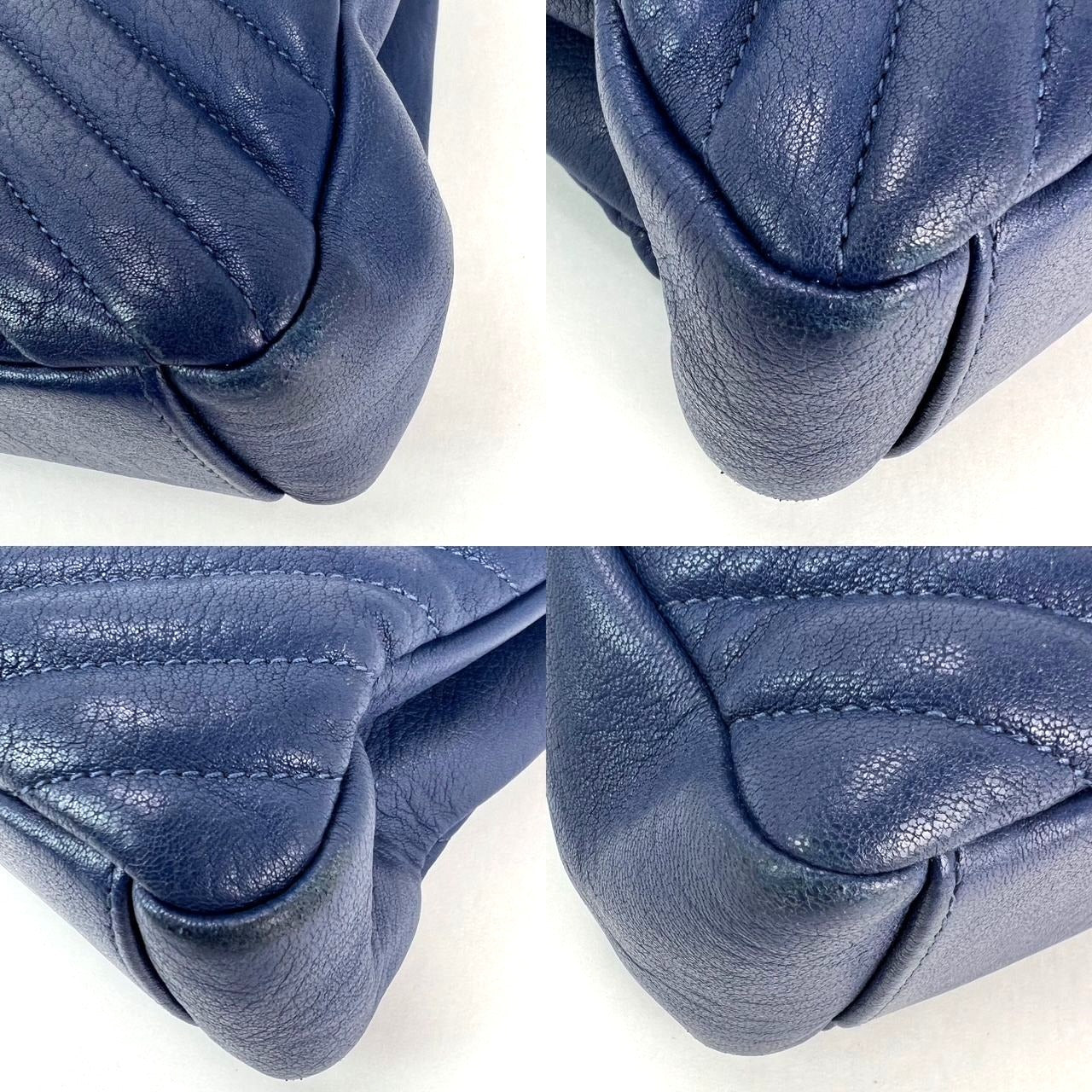 
                  
                    Saint Laurent Sheepskin Matelasse Chevron Medium College Leather Blue Messenger Bag
                  
                