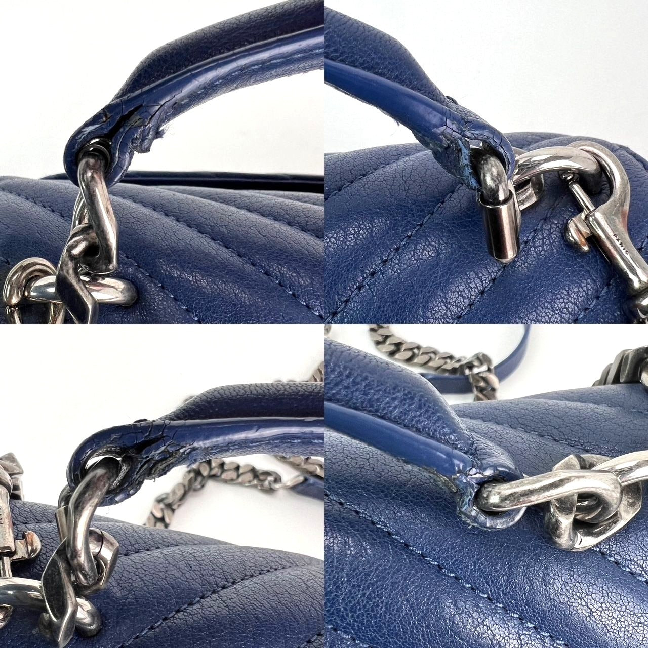 
                  
                    Saint Laurent Sheepskin Matelasse Chevron Medium College Leather Blue Messenger Bag
                  
                