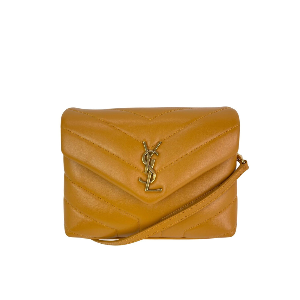 Saint Laurent Calfskin Quilted Toy Loulou Yellow Crossbody Bag