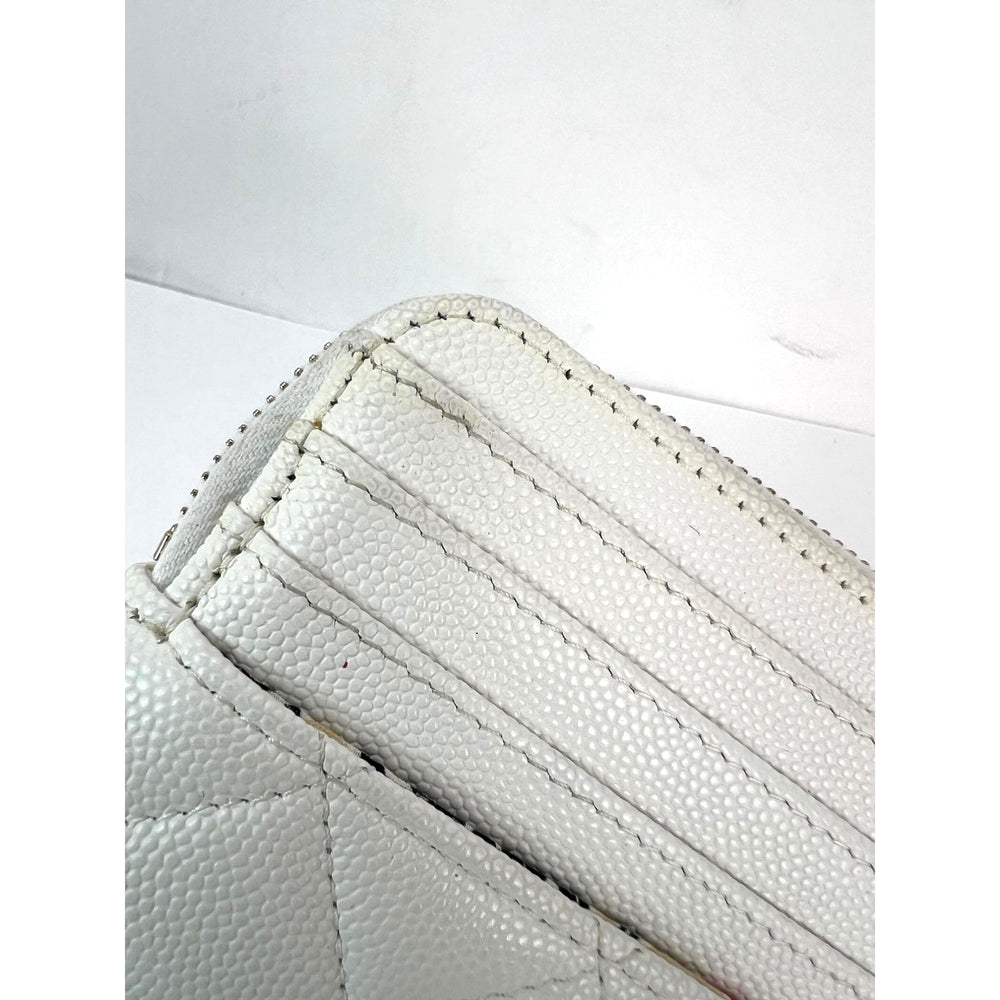 
                  
                    Chanel Caviar Quilted CC Zip Card Holder White Wallet
                  
                