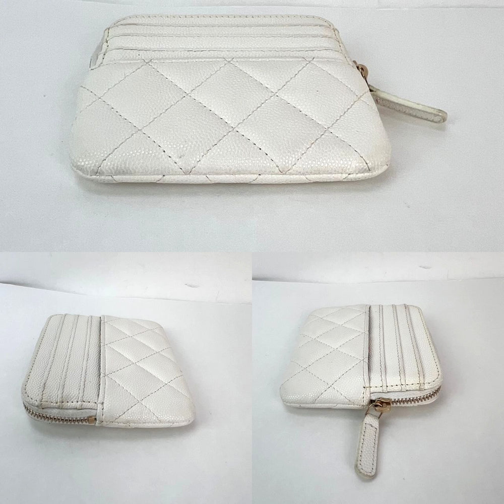 
                  
                    Chanel Caviar Quilted CC Zip Card Holder White Wallet
                  
                