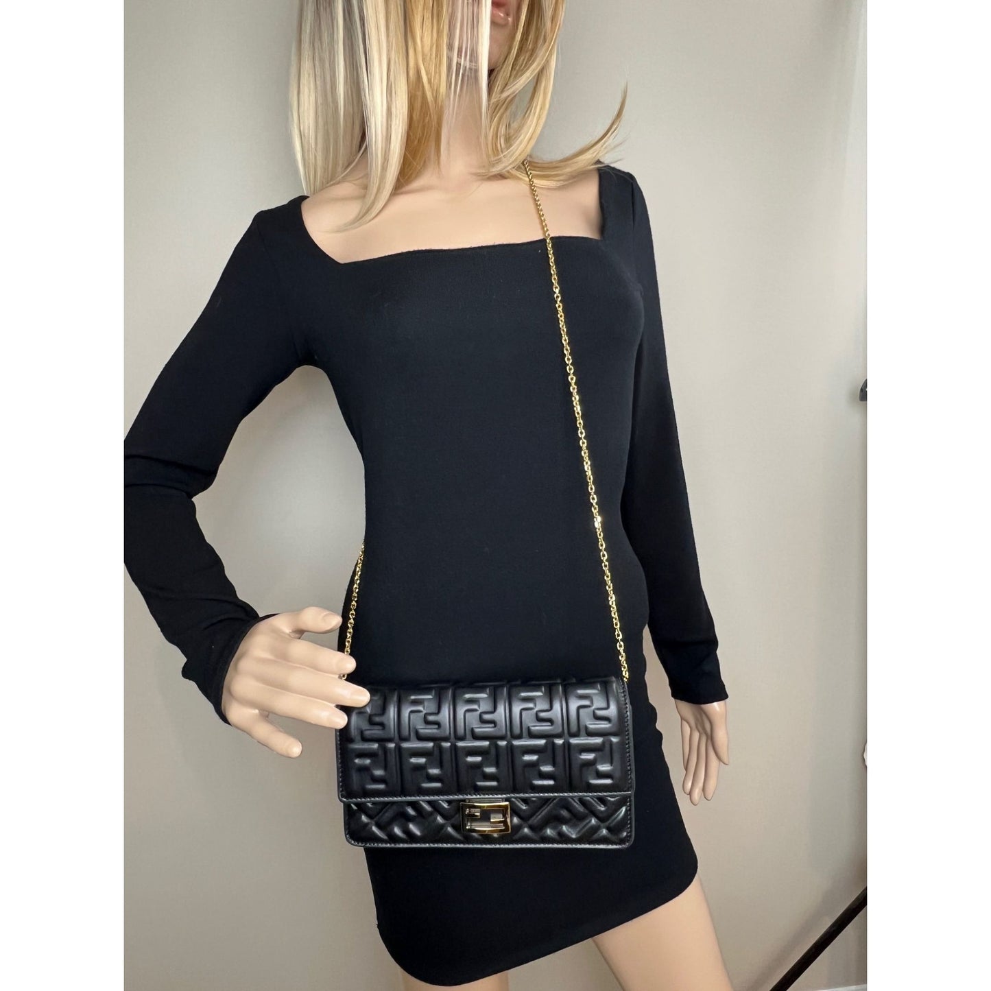 
                  
                    Fendi Tube Wallet on a Chain Black Nappa Leather Crossbody Bag
                  
                