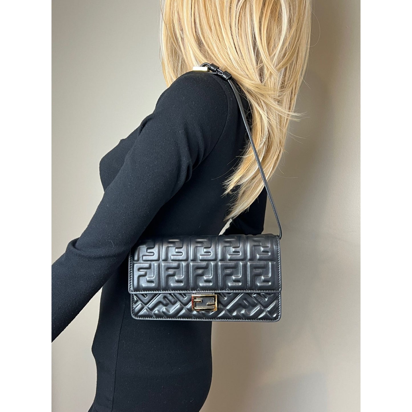 
                  
                    Fendi Tube Wallet on a Chain Black Nappa Leather Crossbody Bag
                  
                