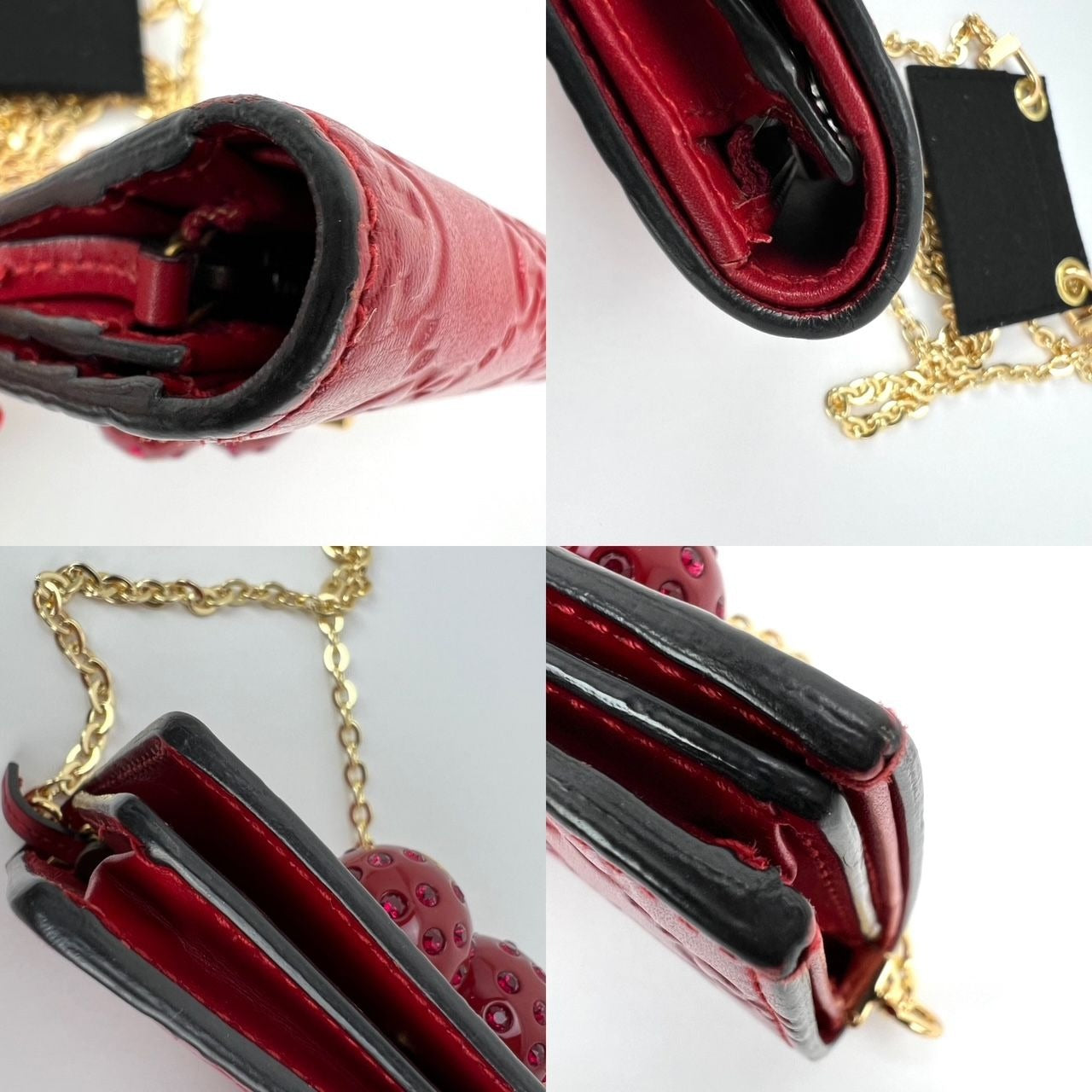 
                  
                    Gucci Guccissima Bifold Cherries Compact Red Leather Wallet  
                  
                