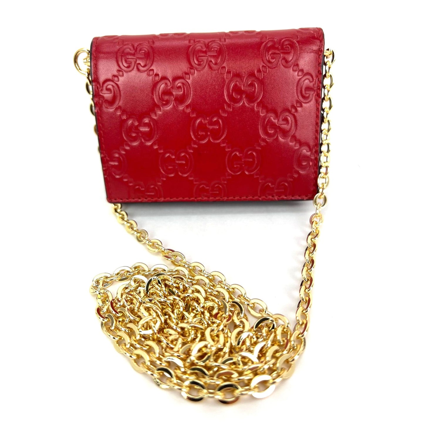 
                  
                    Gucci Guccissima Bifold Cherries Compact Red Leather Wallet  
                  
                