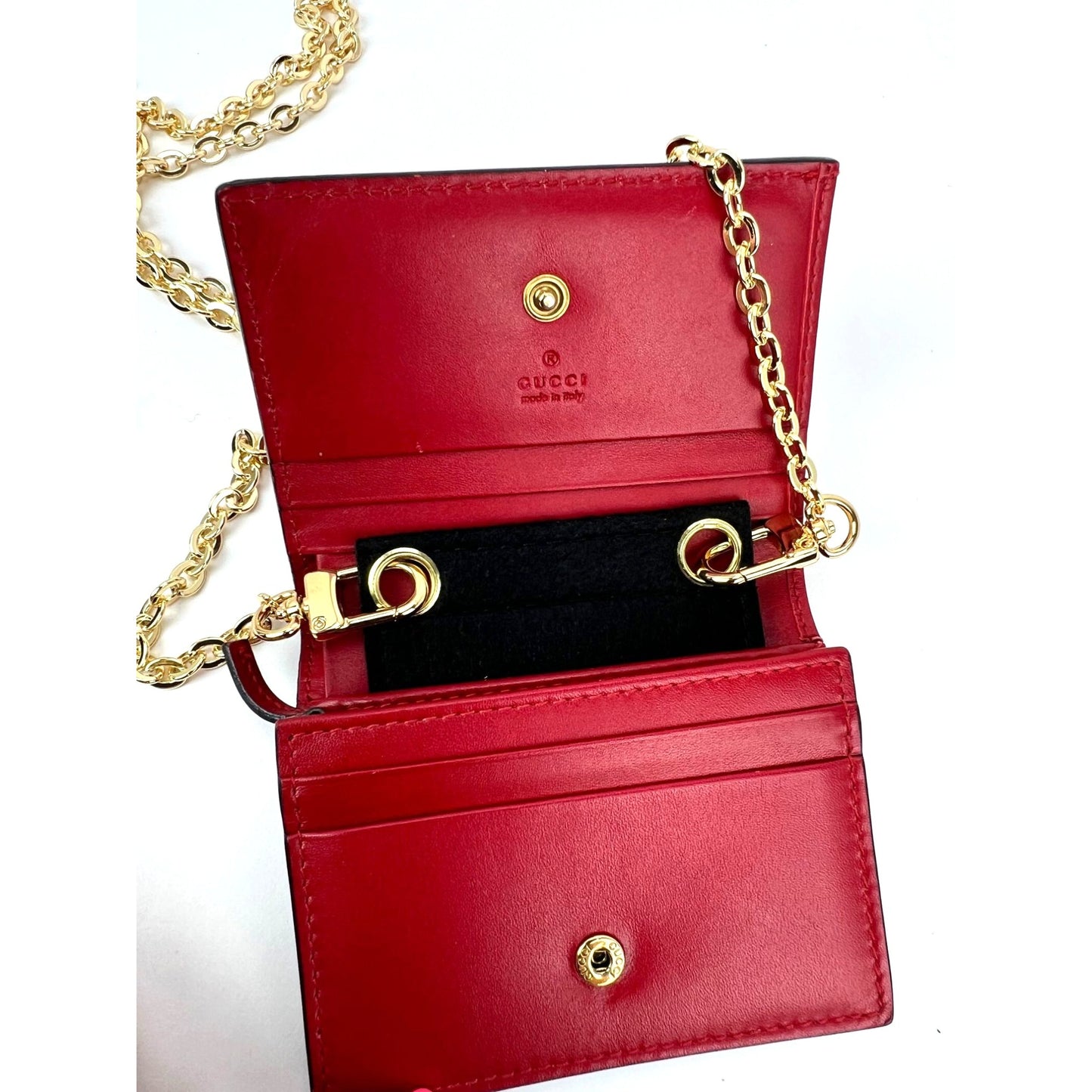 
                  
                    Gucci Guccissima Bifold Cherries Compact Red Leather Wallet  
                  
                