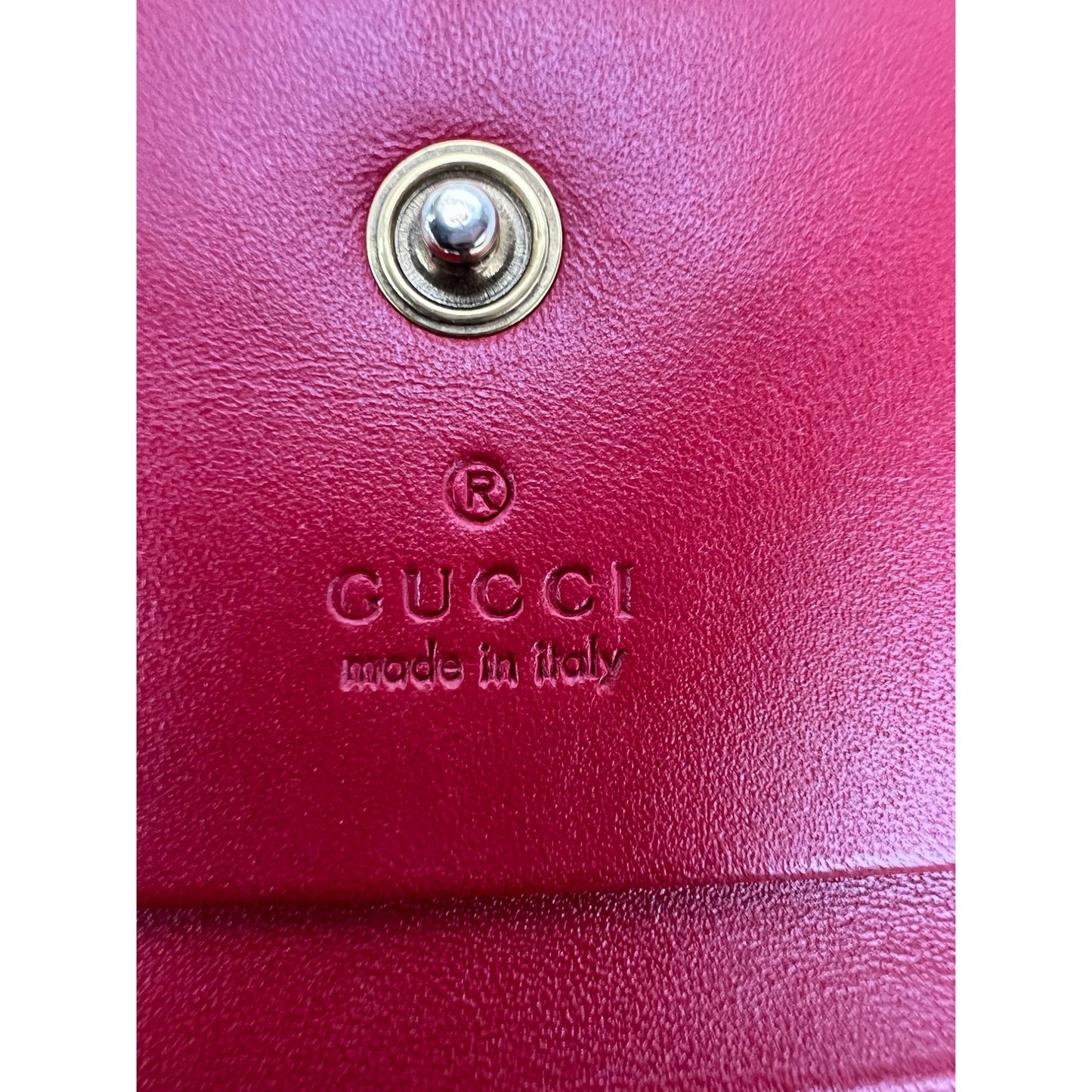 
                  
                    Gucci Guccissima Bifold Cherries Compact Red Leather Wallet  
                  
                