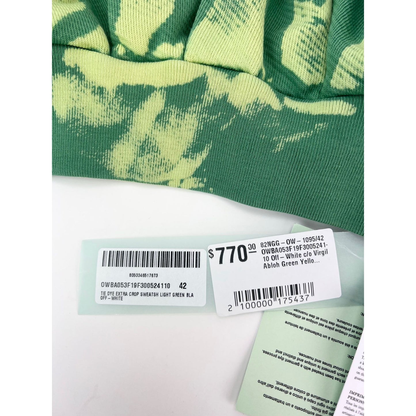 
                  
                    OFF White Tye Dye Xtra Crop Sweatsh Light Green Sweatshirt
                  
                