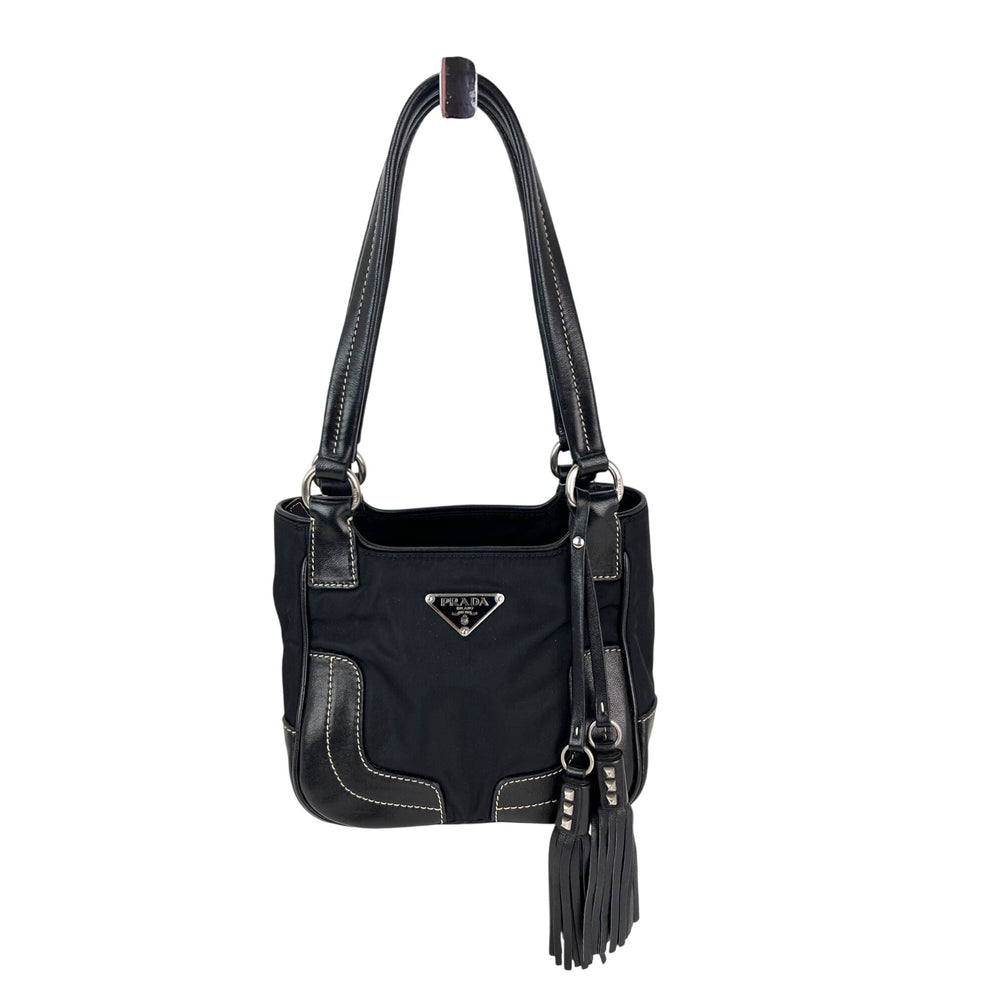 Prada Tessuto Small Nylon tassel Black Shoulder Bag