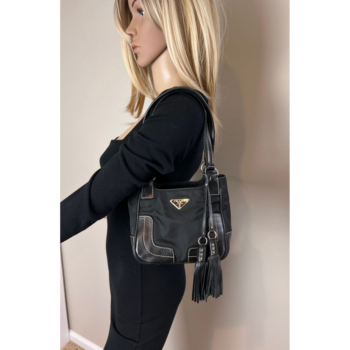 
                  
                    Prada Tessuto Small Nylon tassel Black Shoulder Bag
                  
                