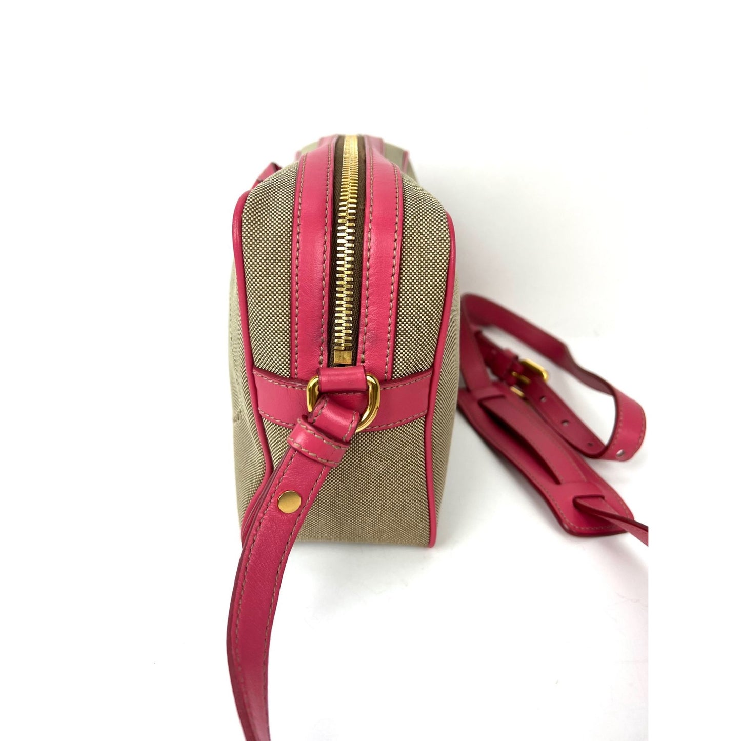 
                  
                    Prada Jacquard Khaki Canvas Camera Corda Peonia Crossbody Bag
                  
                