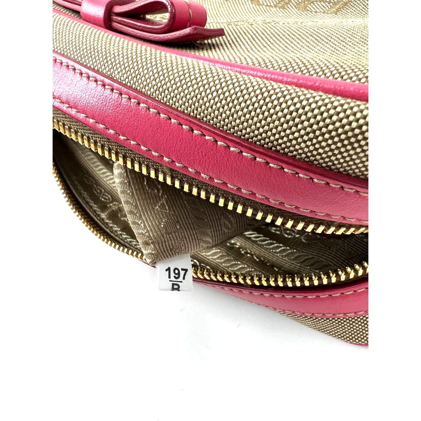 
                  
                    Prada Jacquard Khaki Canvas Camera Corda Peonia Crossbody Bag
                  
                