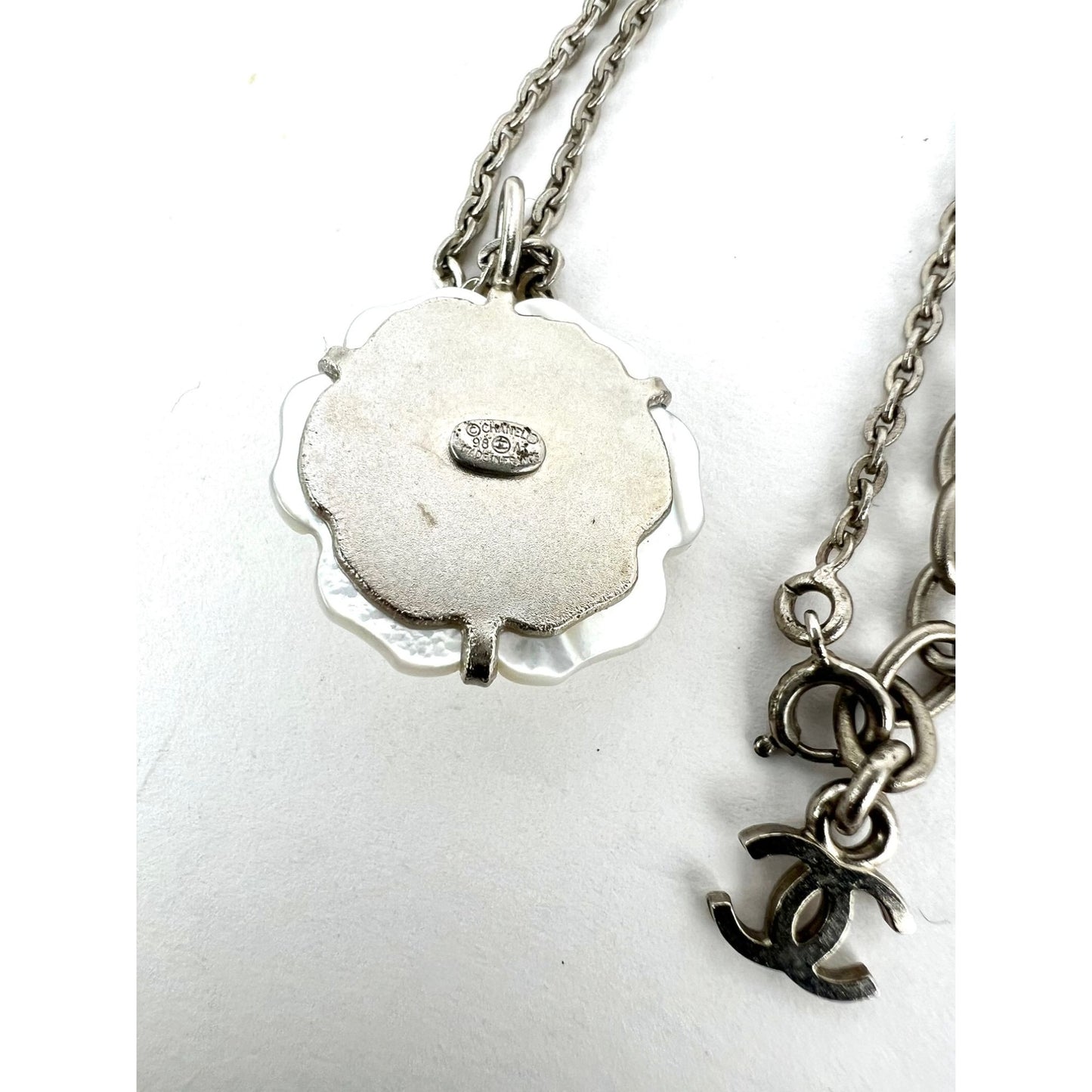
                  
                    Chanel Mother of Pearl Camellia Pendant Necklace
                  
                