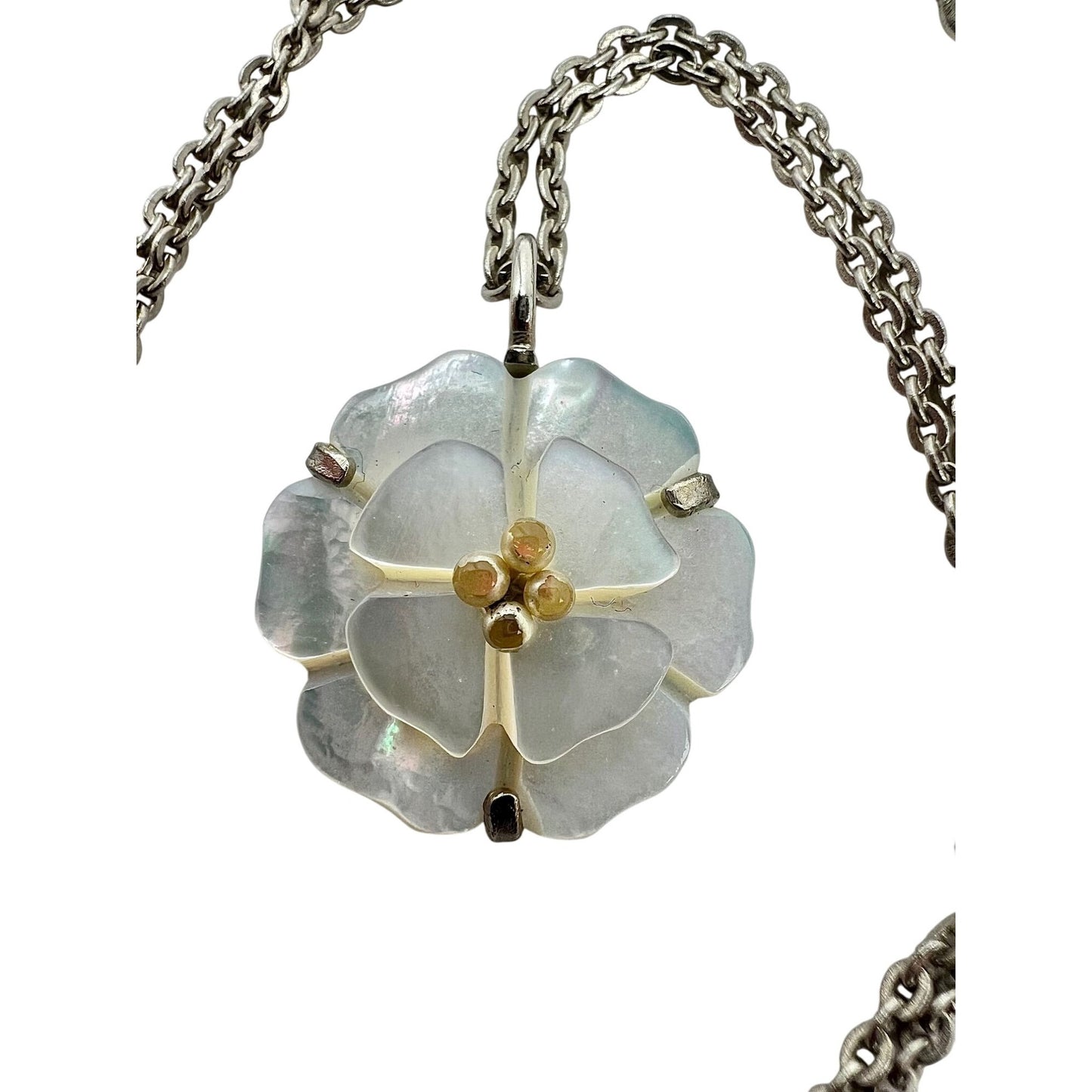
                  
                    Chanel Mother of Pearl Camellia Pendant Necklace
                  
                