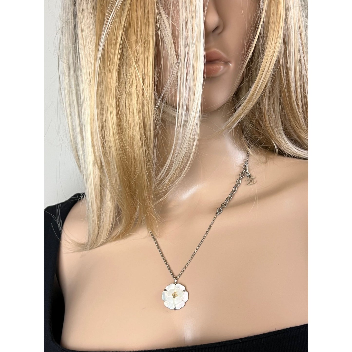 
                  
                    Chanel Mother of Pearl Camellia Pendant Necklace
                  
                
