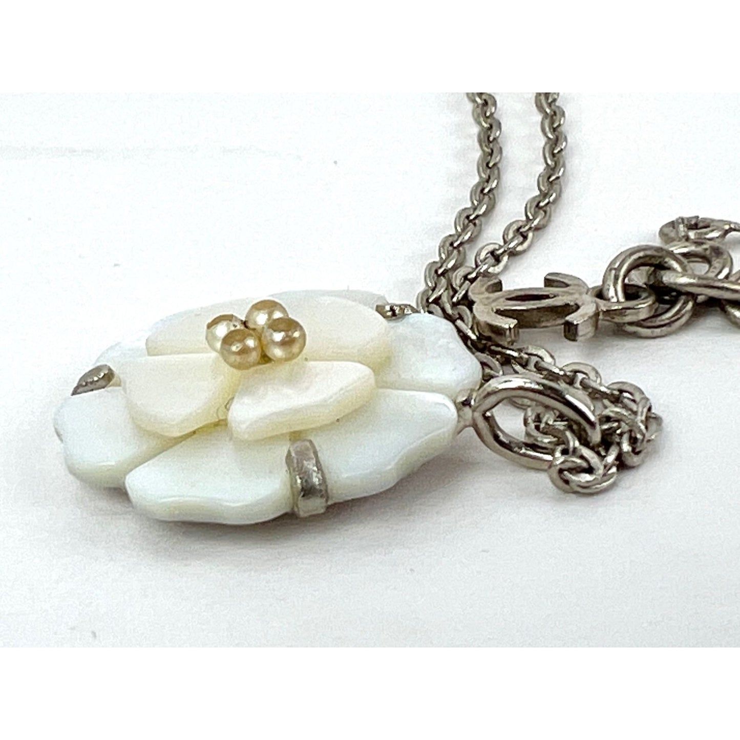 
                  
                    Chanel Mother of Pearl Camellia Pendant Necklace
                  
                