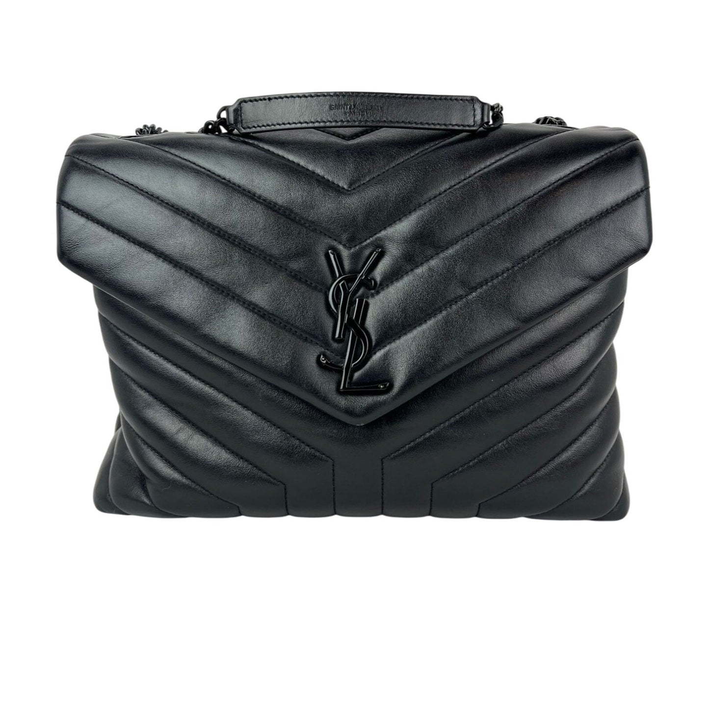 
                  
                    Saint Laurent Medium Loulou Bag Quilted Black Leather Monochrome YSL Flap
                  
                
