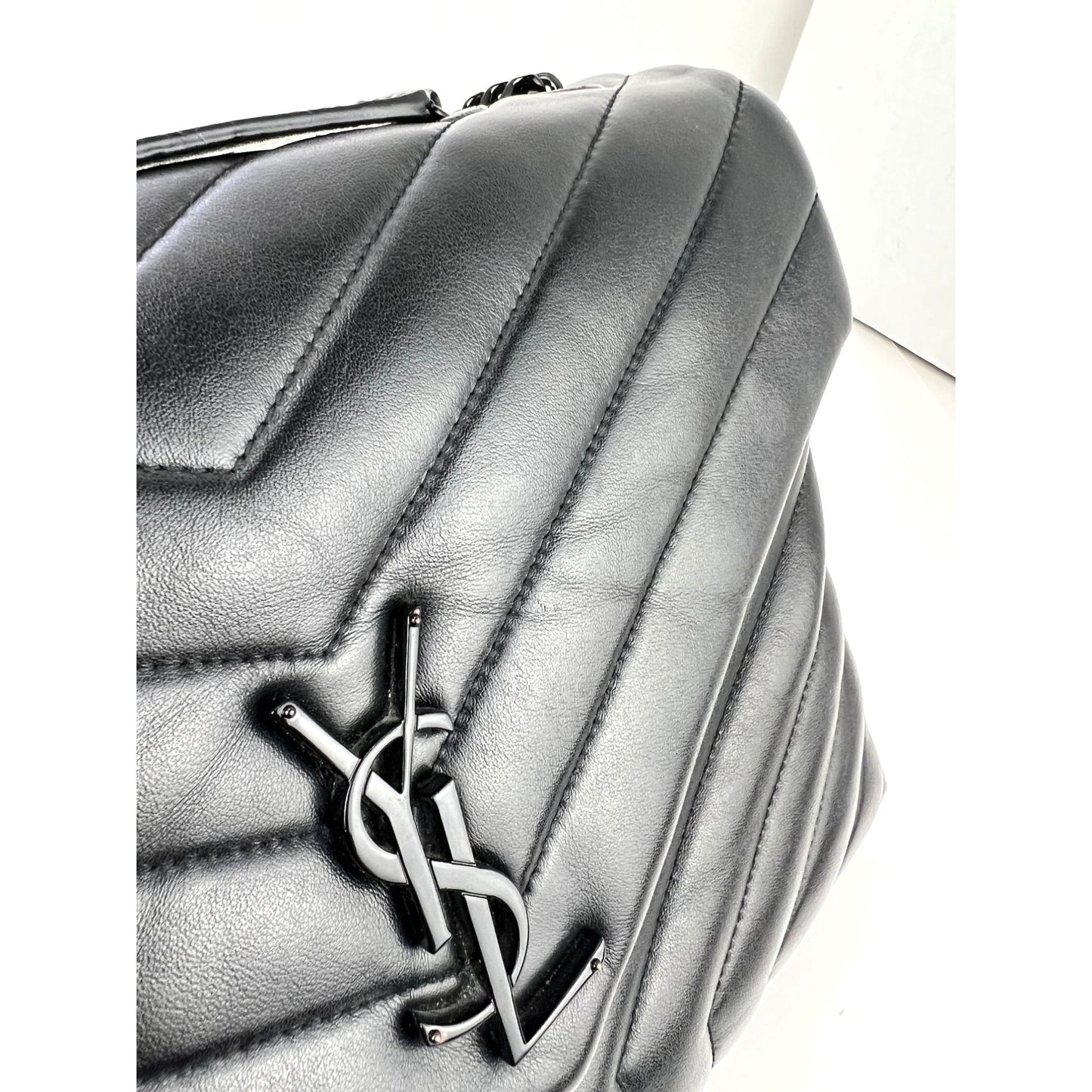 
                  
                    Saint Laurent Medium Loulou Bag Quilted Black Leather Monochrome YSL Flap
                  
                
