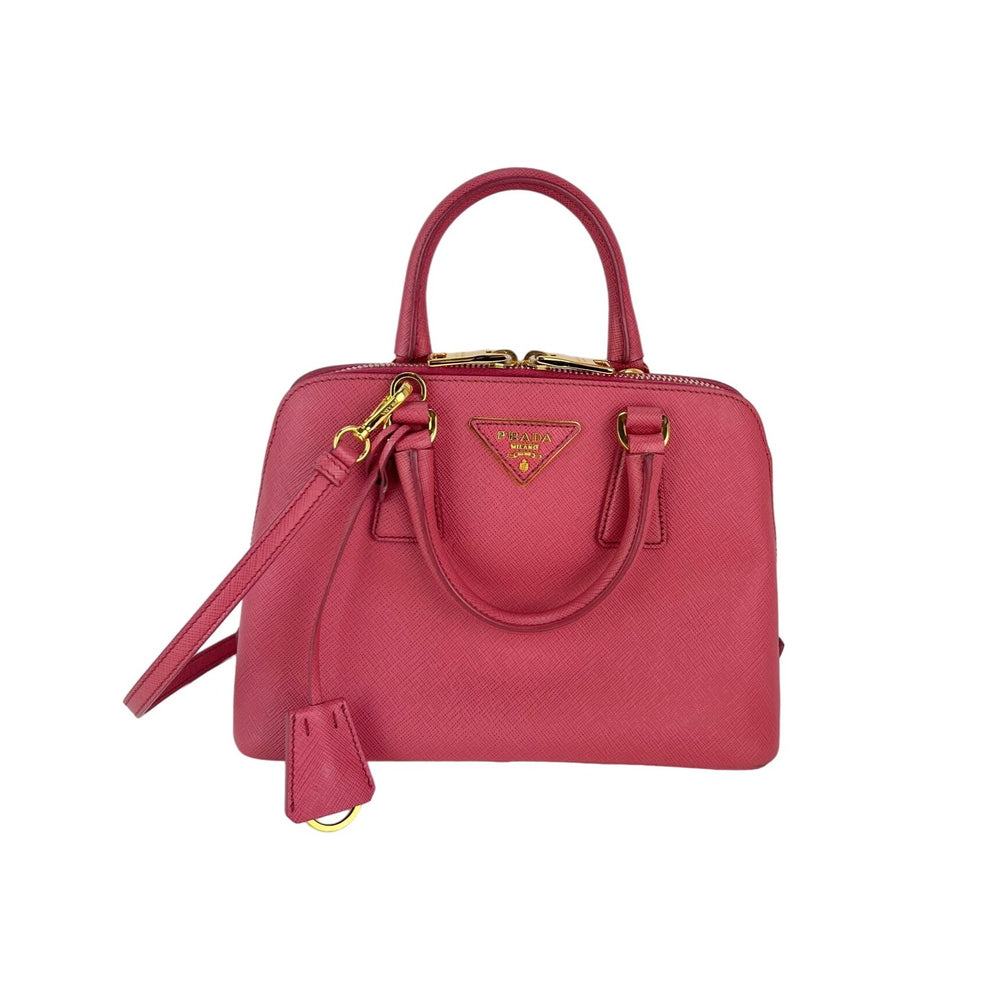 Prada Saffiano Lux Promenade Small Pink Crossbody Hand Bag