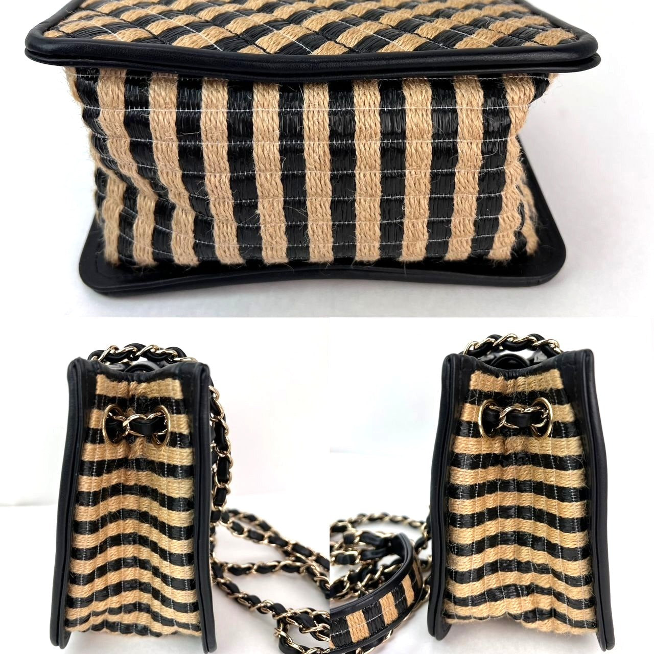 
                  
                    Chanel Raffia Jute Striped Urban Jungle Black Beige Bucket Bag
                  
                