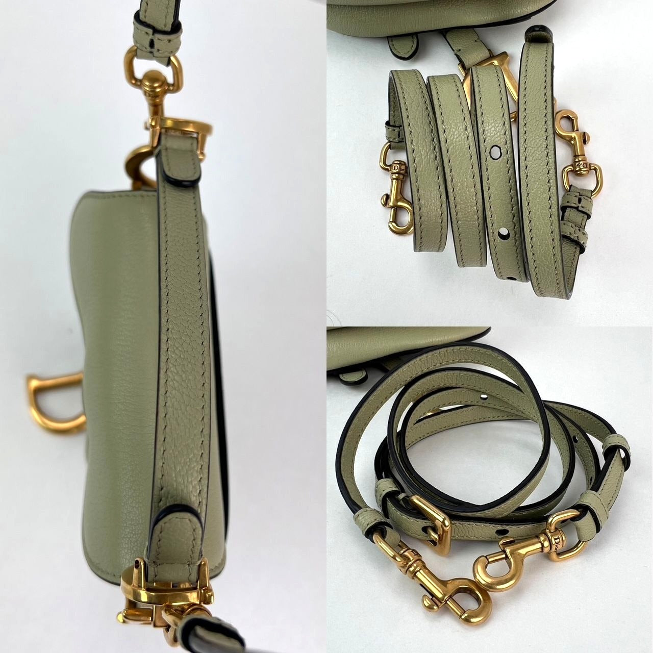 
                  
                    Christian Dior Goatskin Light Green Micro Saddle Bag with Strap
                  
                