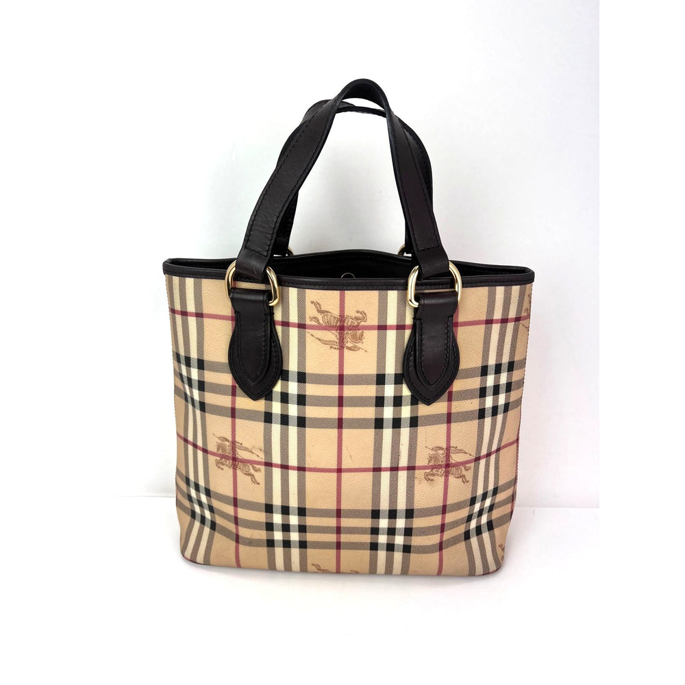 Burberry haymarket Check Small Onslow Brown Tote Bag