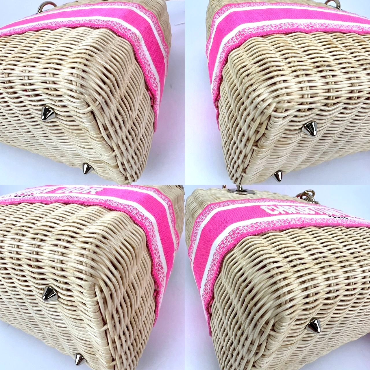 
                  
                    Christian Wicker Oblique Fluorescent Pink Medium Lady Bag
                  
                