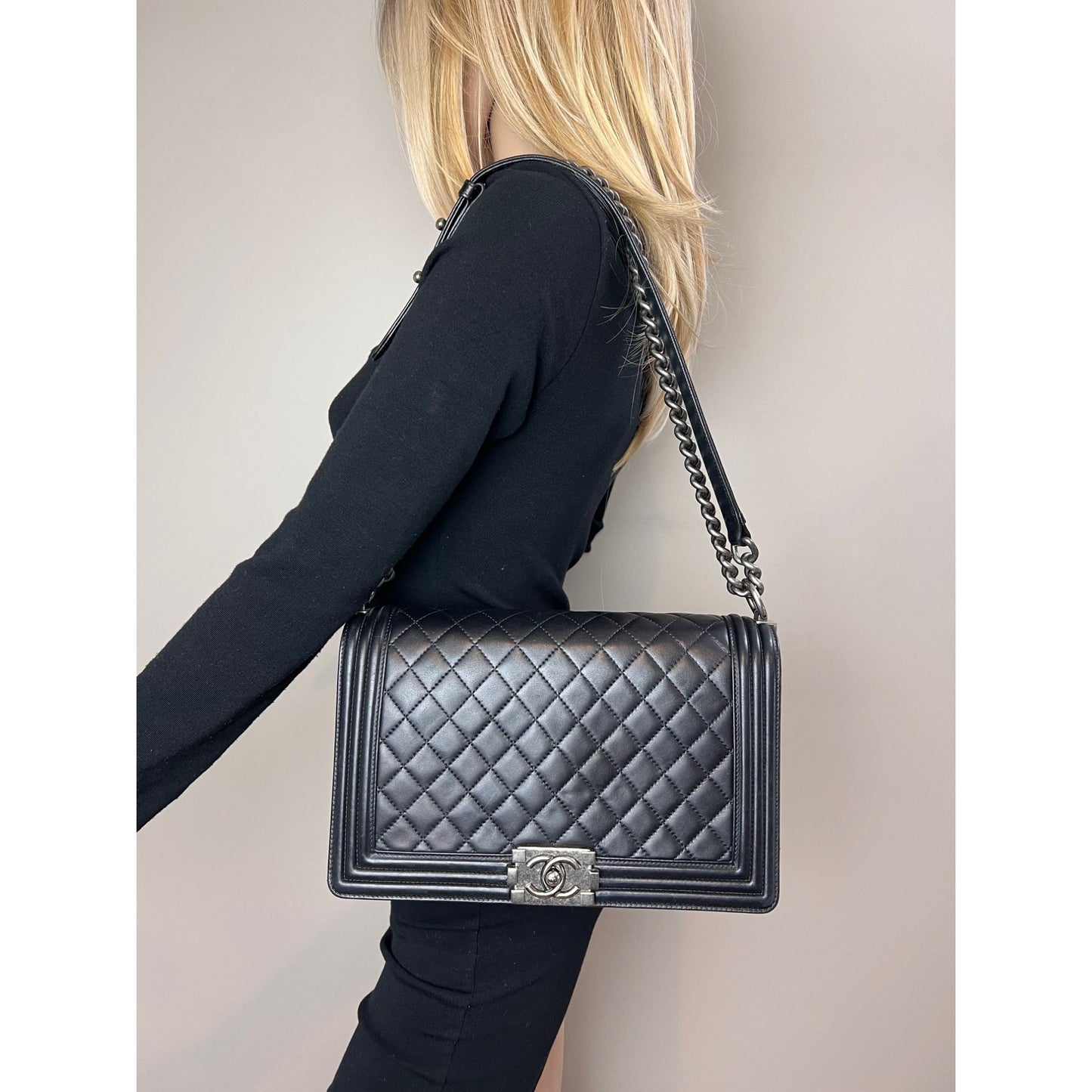 
                  
                    Chanel Lambskin Quilted Black New Medium Boy Flap Bag
                  
                