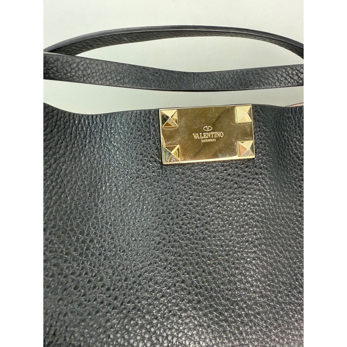 
                  
                    Valentino Giaravani Rockstud Small Black Leather Tote Bag
                  
                