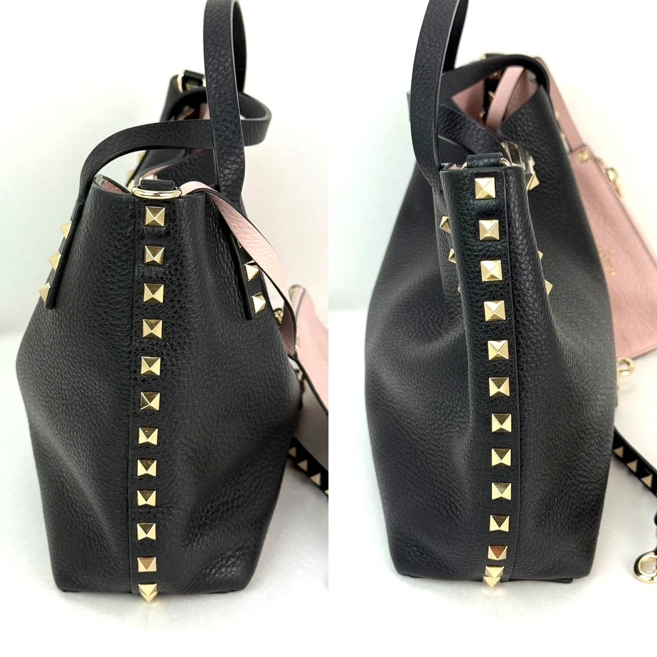 
                  
                    Valentino Giaravani Rockstud Small Black Leather Tote Bag
                  
                