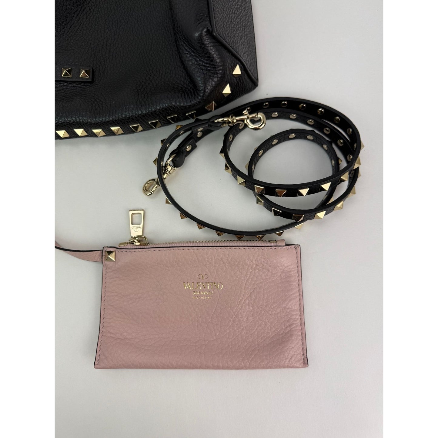
                  
                    Valentino Giaravani Rockstud Small Black Leather Tote Bag
                  
                