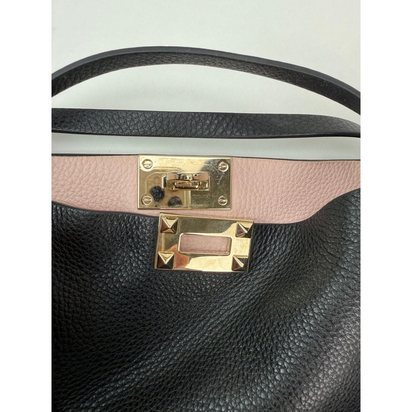 
                  
                    Valentino Giaravani Rockstud Small Black Leather Tote Bag
                  
                