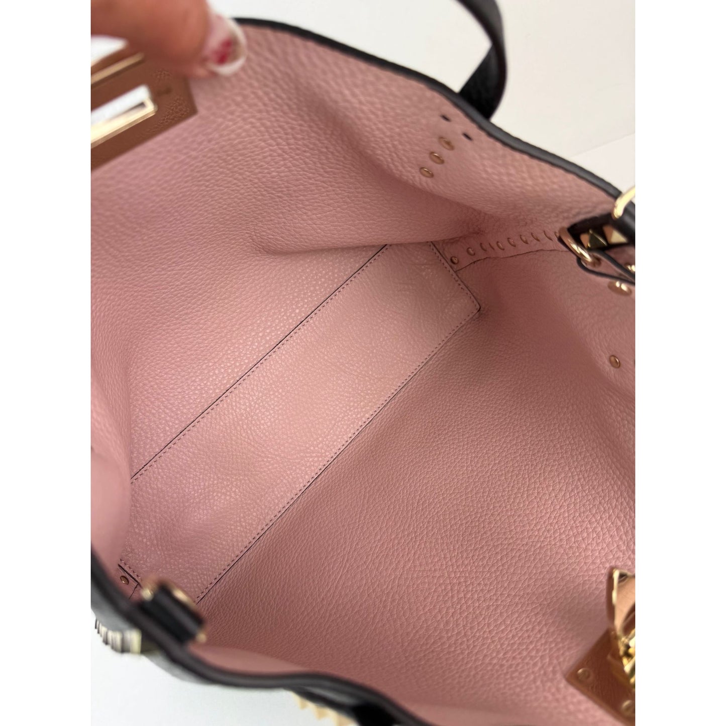 
                  
                    Valentino Giaravani Rockstud Small Black Leather Tote Bag
                  
                