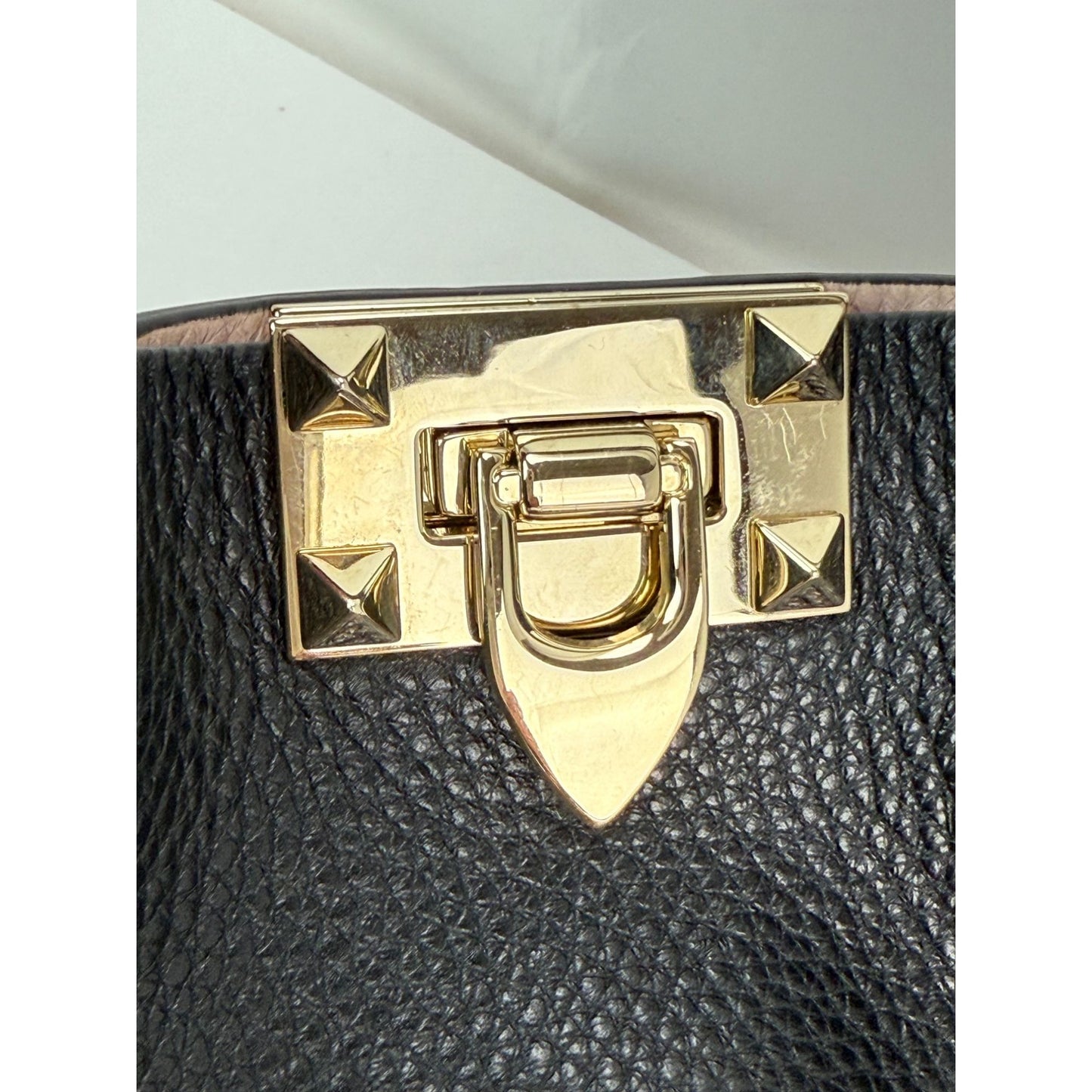 
                  
                    Valentino Giaravani Rockstud Small Black Leather Tote Bag
                  
                
