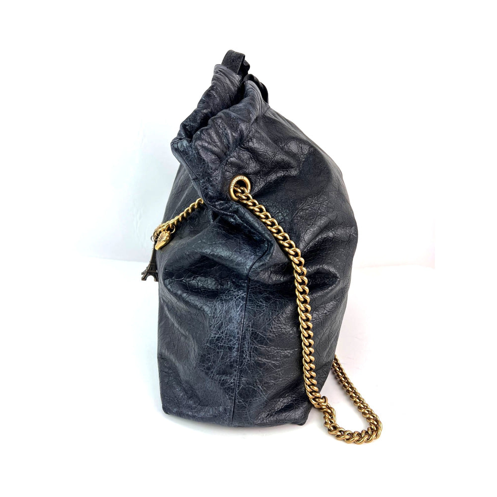 
                  
                    Balenciaga Leather Crush Medium Black Paris Charms Tote Bag
                  
                